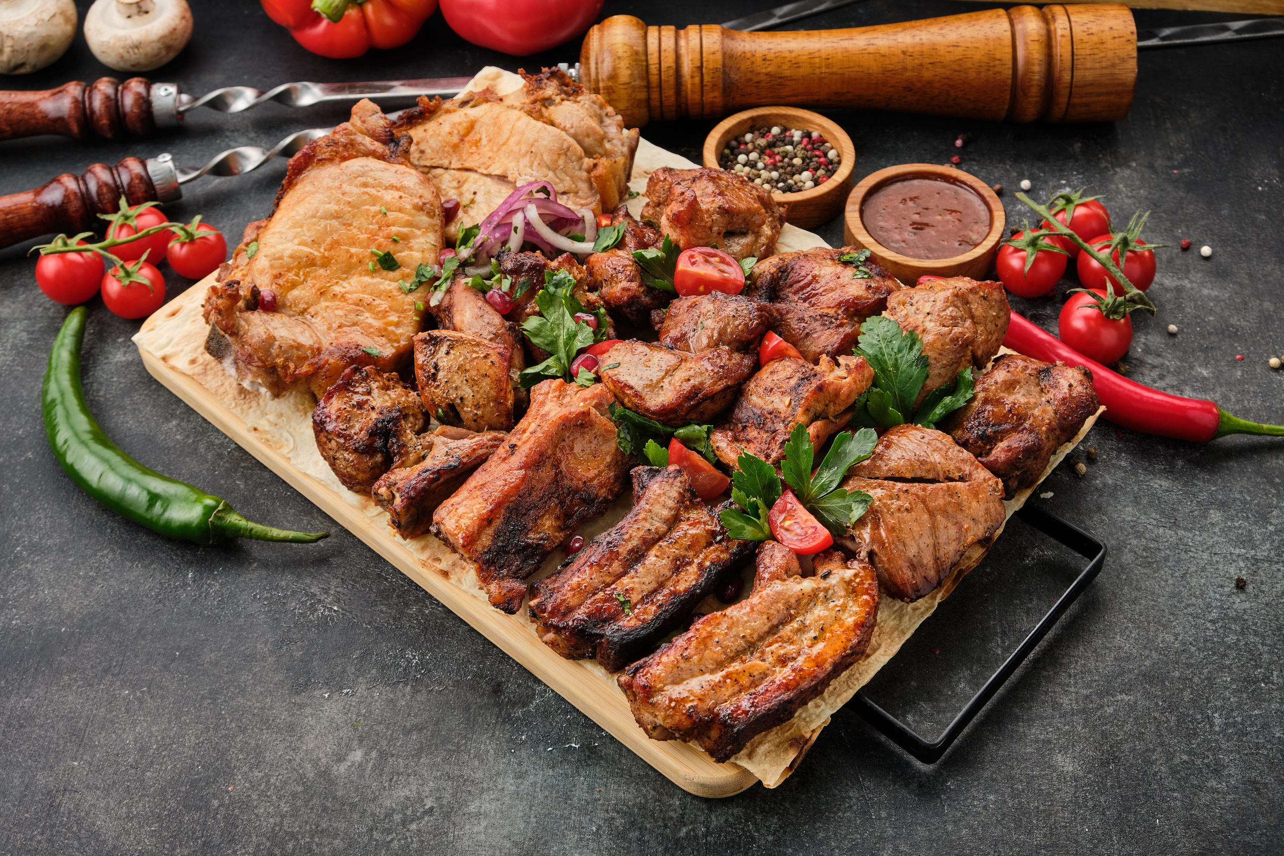 Food Photography of Shashlik and Georgian Cuisine for Delivery | Food Photographer Tbilisi. Commercial Photographer Tbilisi | Food & Product Photography | Vitaly Gorbachev