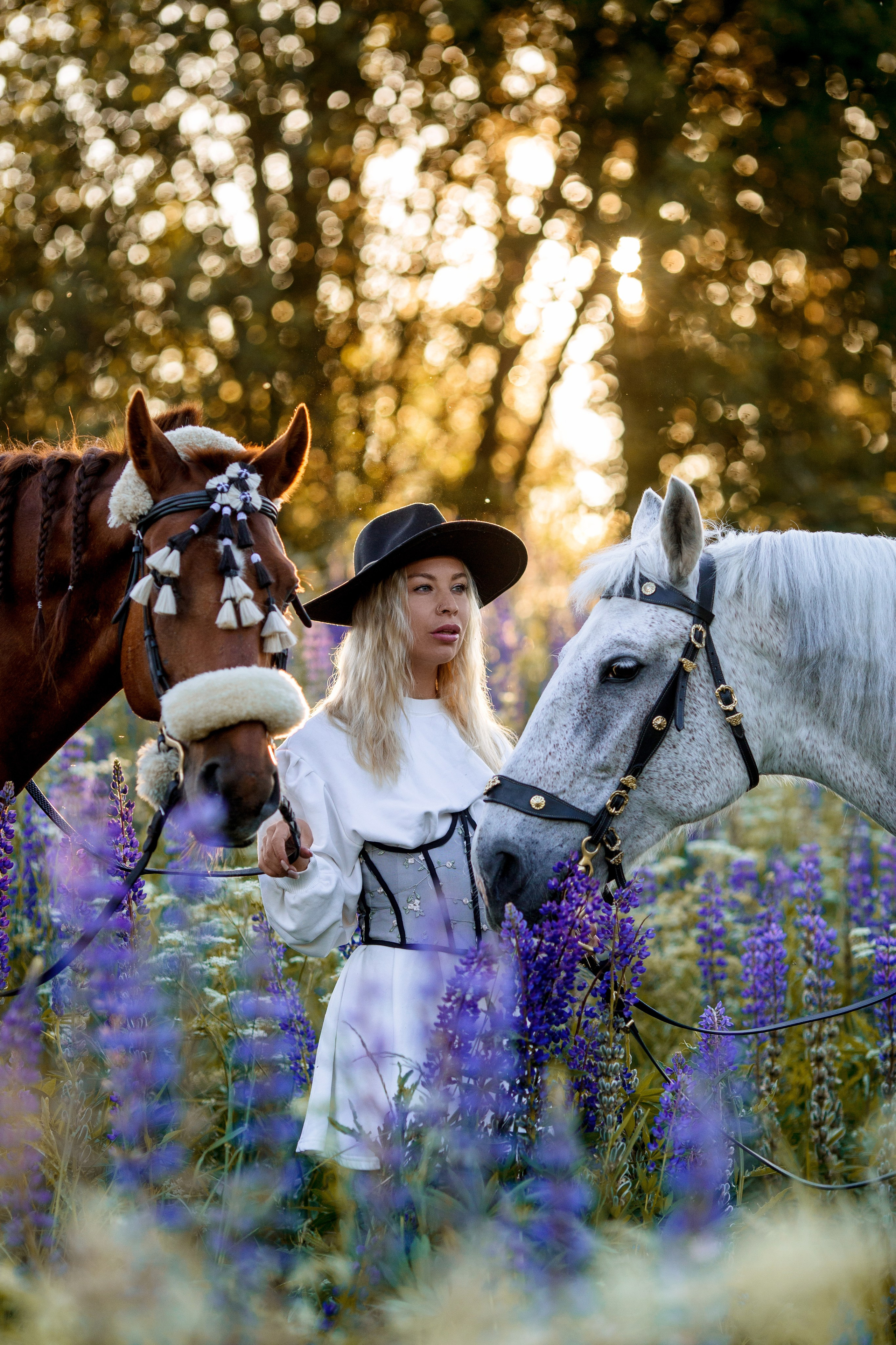 Фотосессия с лошадью в люпинах
