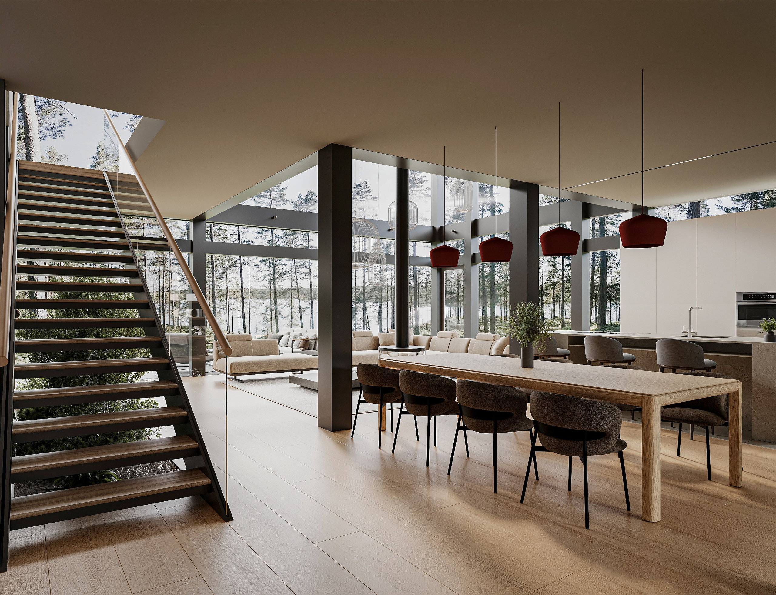 Загородный дом / кухня-гостиная. Kindhard-design