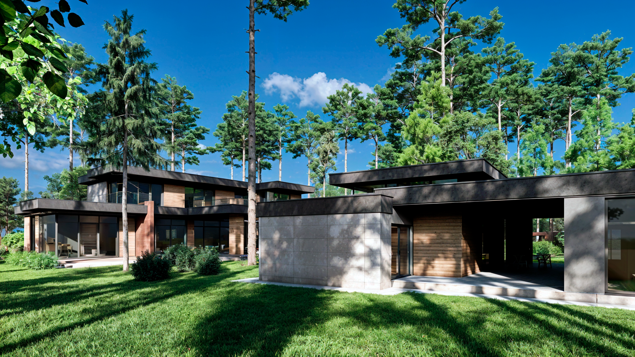 Проект " Лес " Частный дом с зоной СПА. Архитектурное проектирование