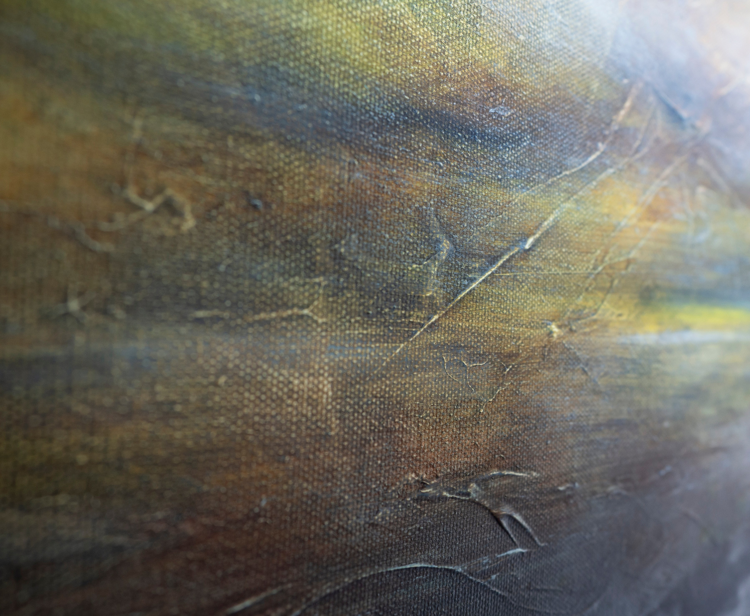 Oil painting depicting the Scottish highlands with misty foreground. Pavel Korshun — Contemporary painter. Original abstract painting