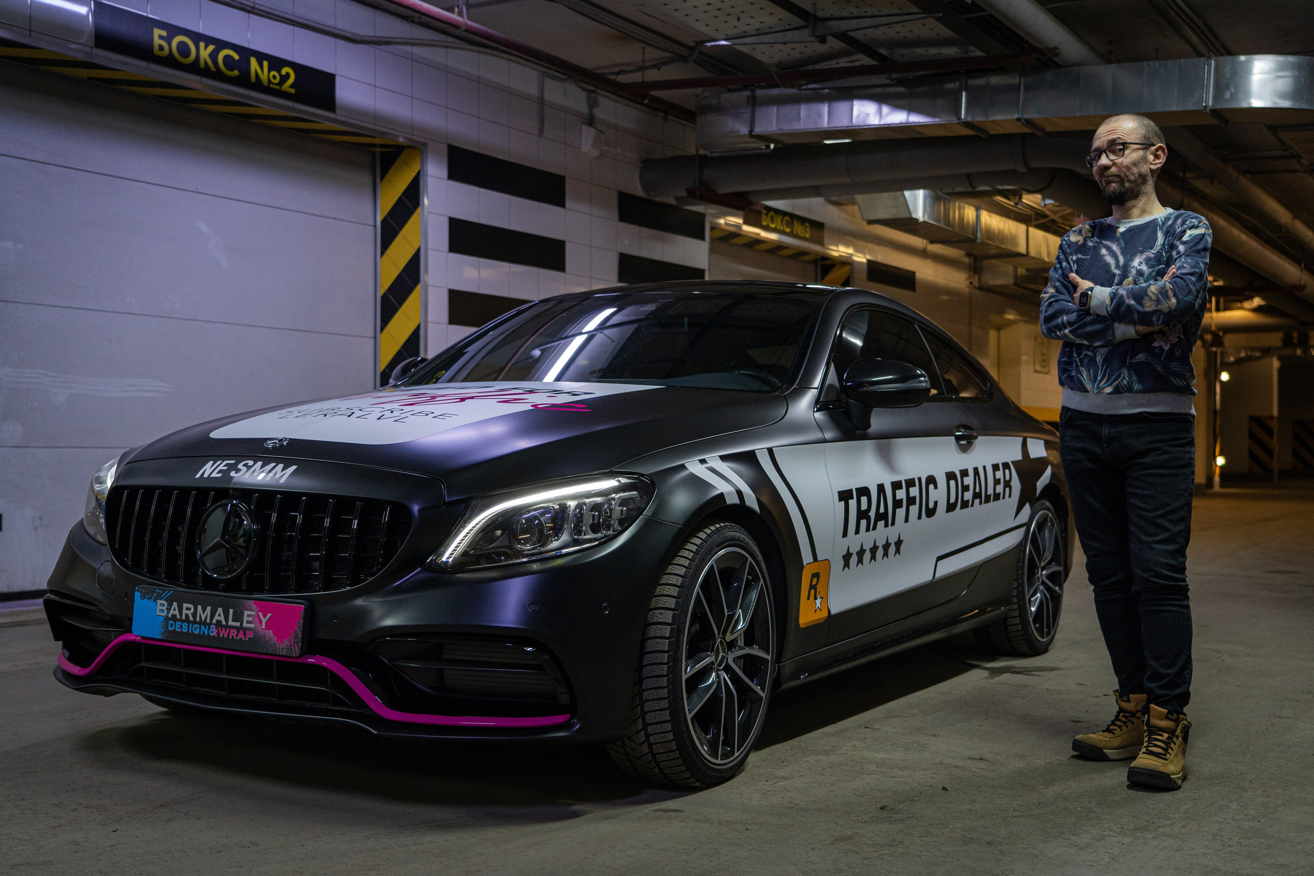 Винилография на Mercedes Benz C43 AMG. Студия дизайна и оклейки авто Barmaley Design