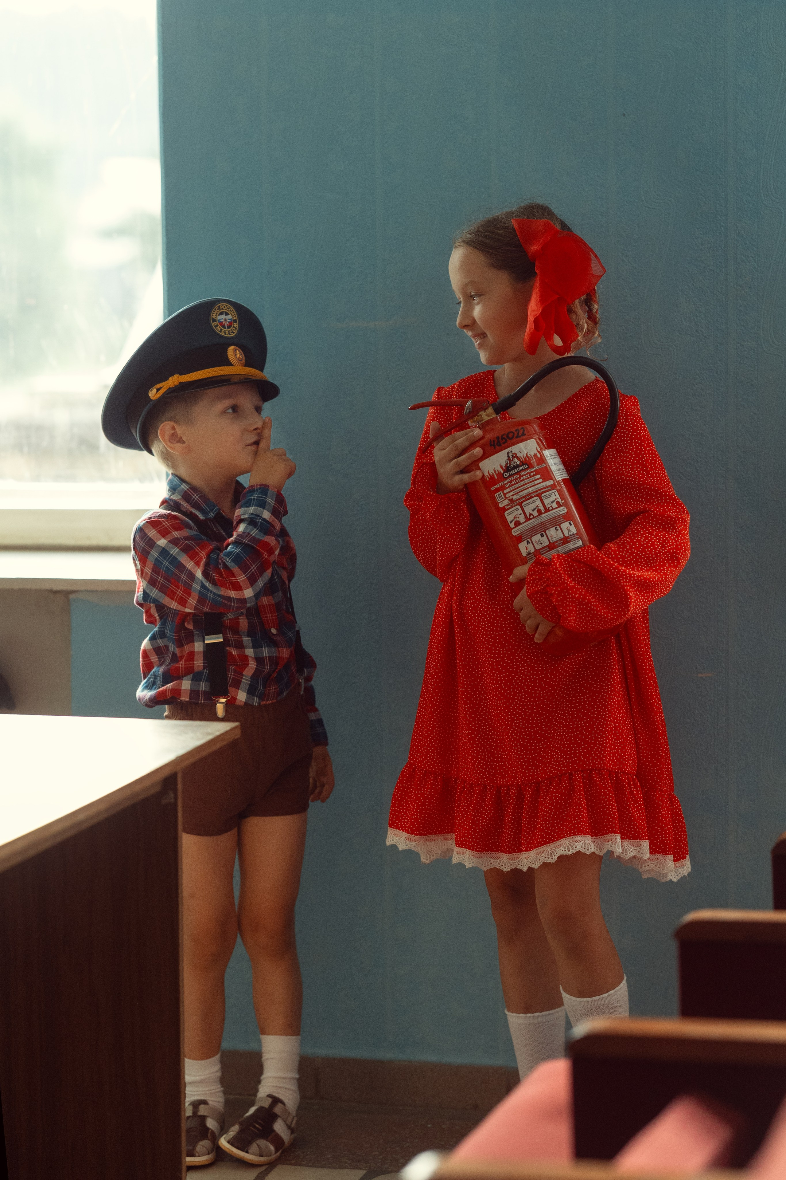 Ретро серия. Дети в пожарной части. Фотограф Елена Бабушкина