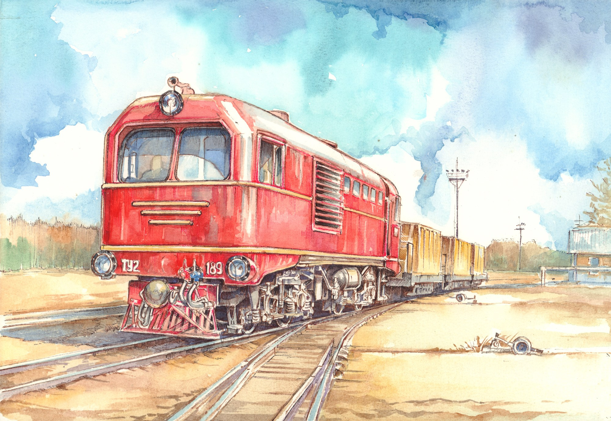 Узкоколейные железные дороги. Художник Александр Петрунин