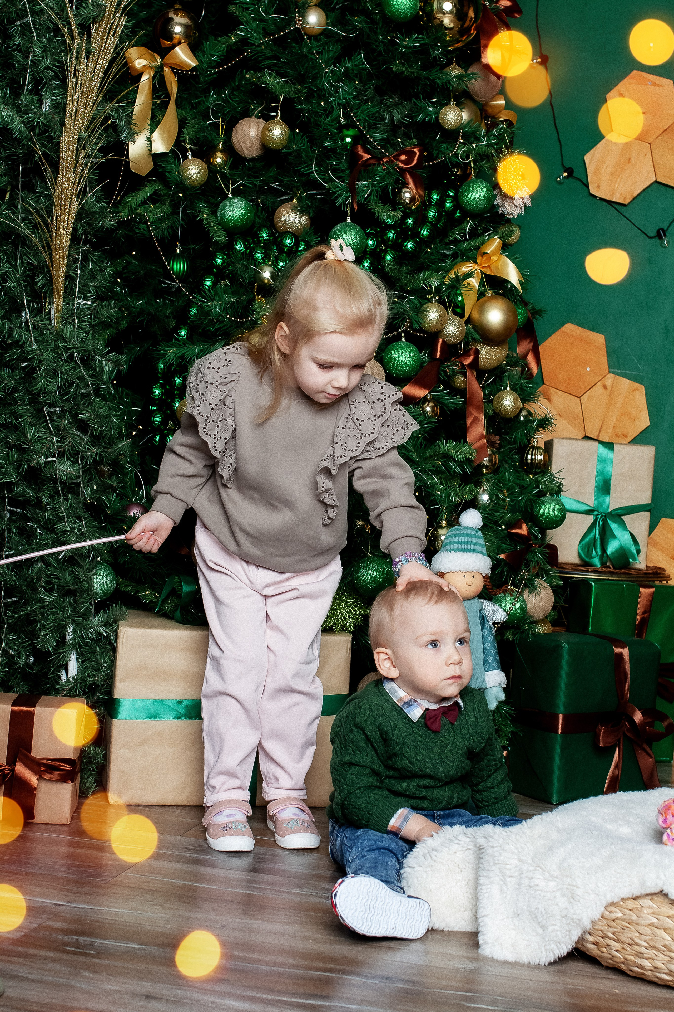 Маша, Алиса и Костя. Новогодняя съёмка. Профессиональный фотограф, Москва |Видное Елена Елизарова