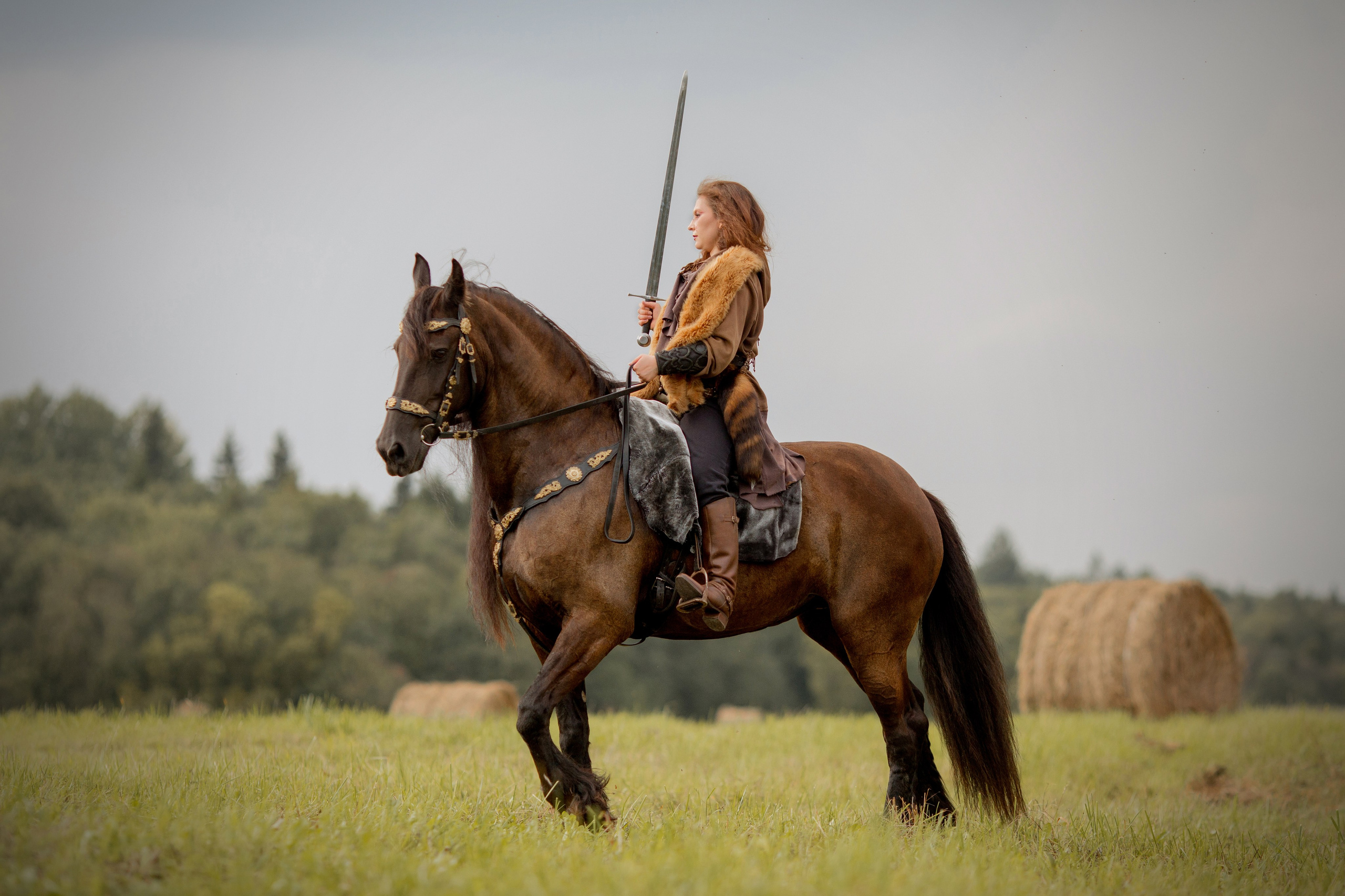 Фотосессия с лошадью в стиле викингов