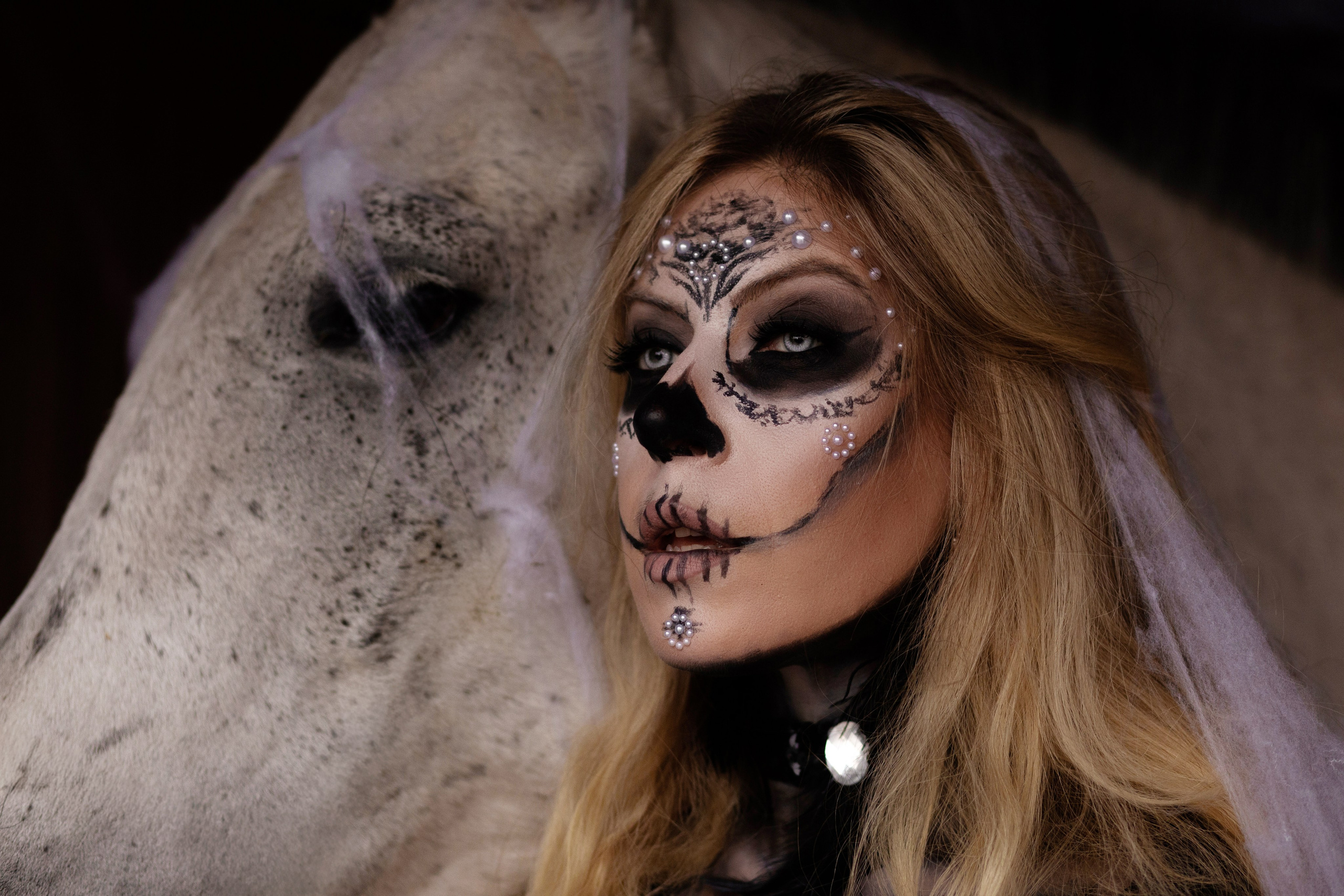 Фотосессия в стиле хэллоуин с лошадью