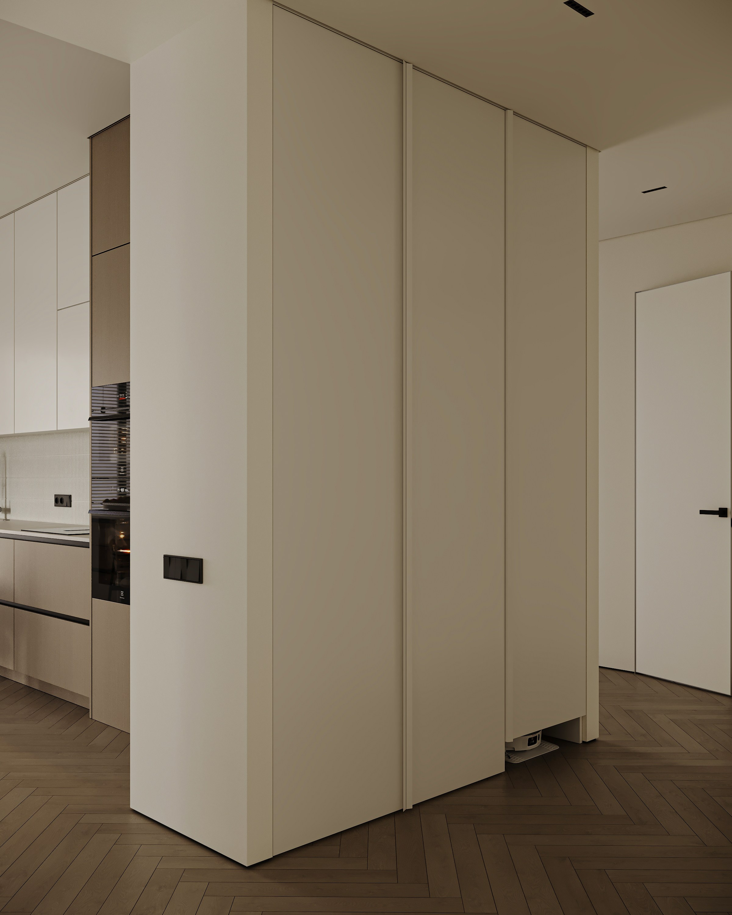 Встроенный шкаф в коридоре в современном интерьере