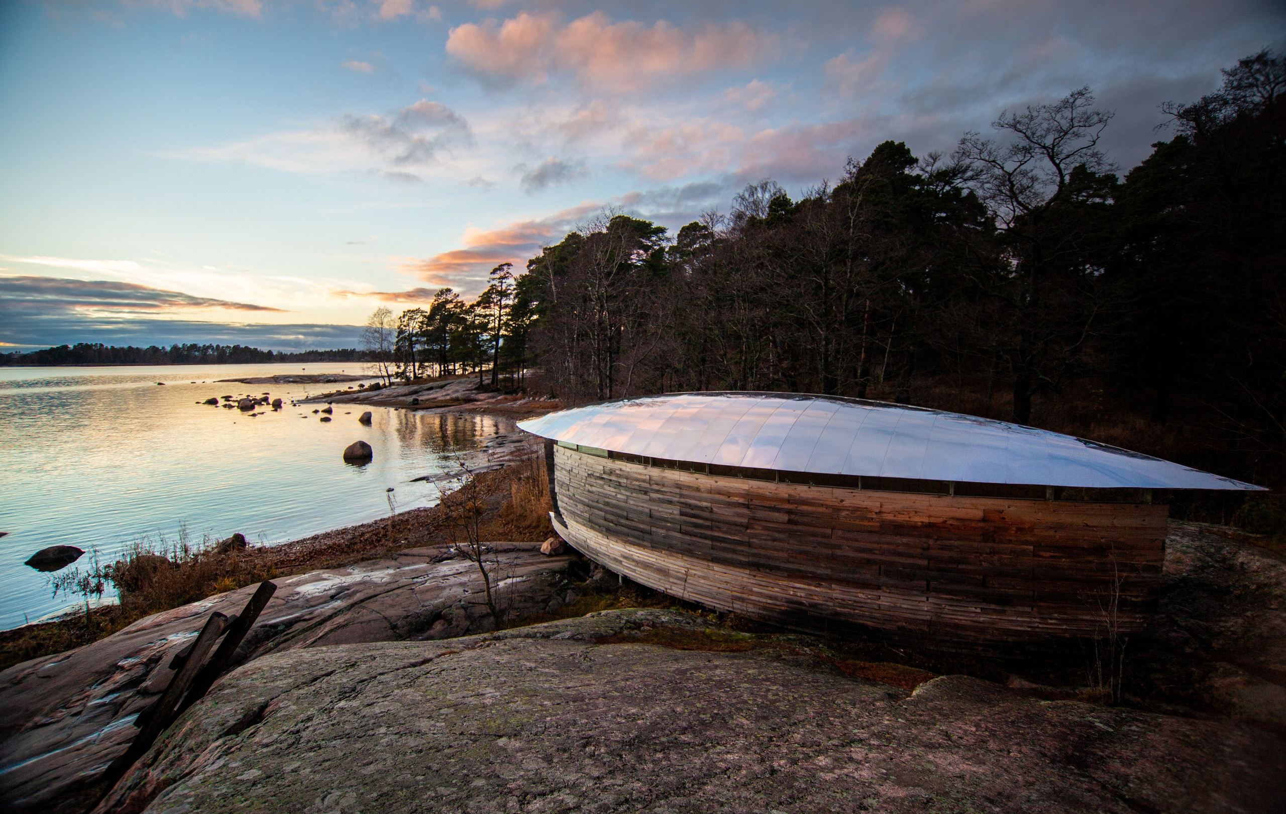 wooden architecture Public space, Kalevalakehto – Spirit of Place project by Travis Price, Seurasaari island, Helsinki, Finland