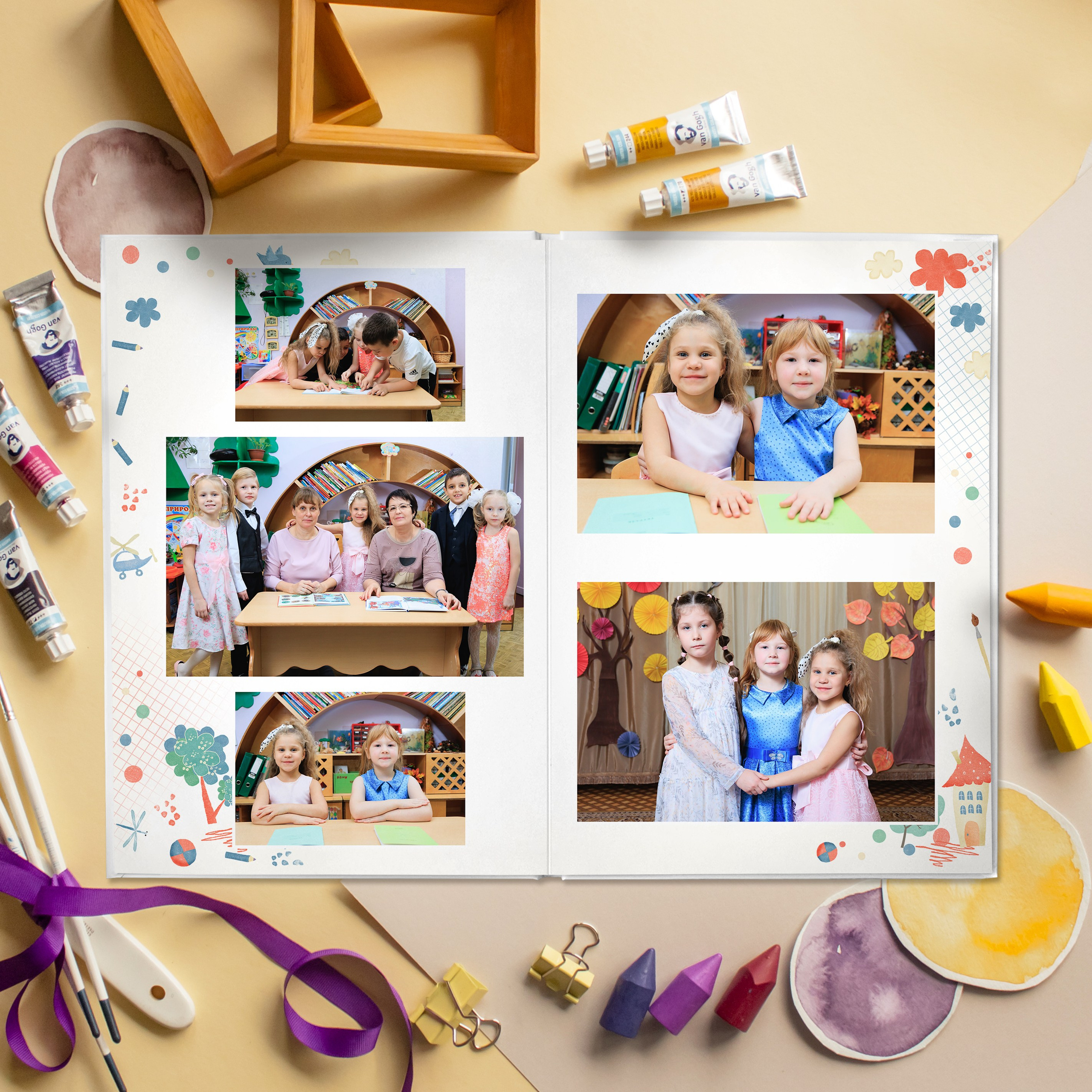 СТАНДАРТ 4 разворота. Выпускные альбомы для детского сада и школы в Москве