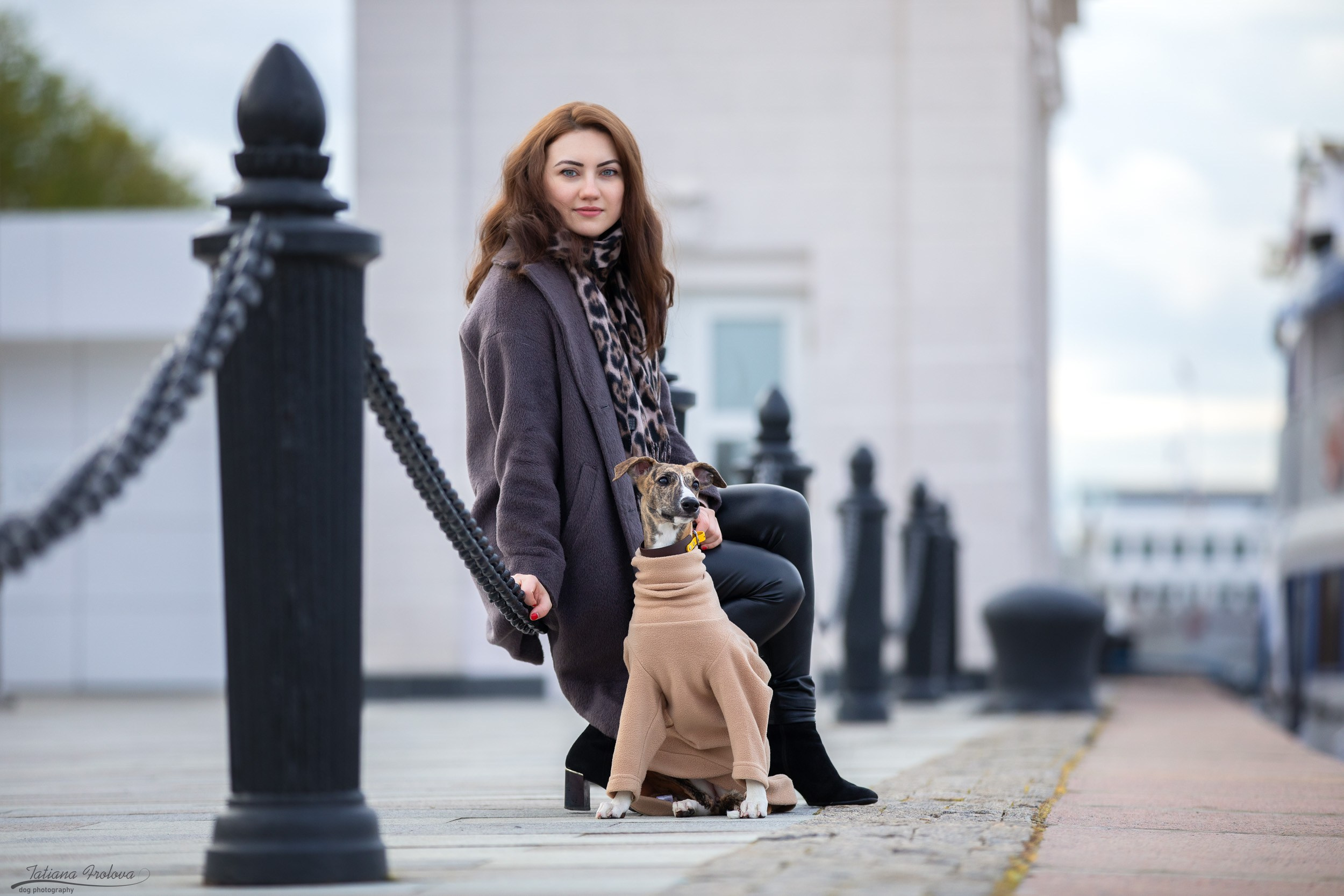 Городская фотопрогулка для Насти и щенка уиппета Корицы. Фотограф-анималист в Москве и Московской области Татьяна Фролова