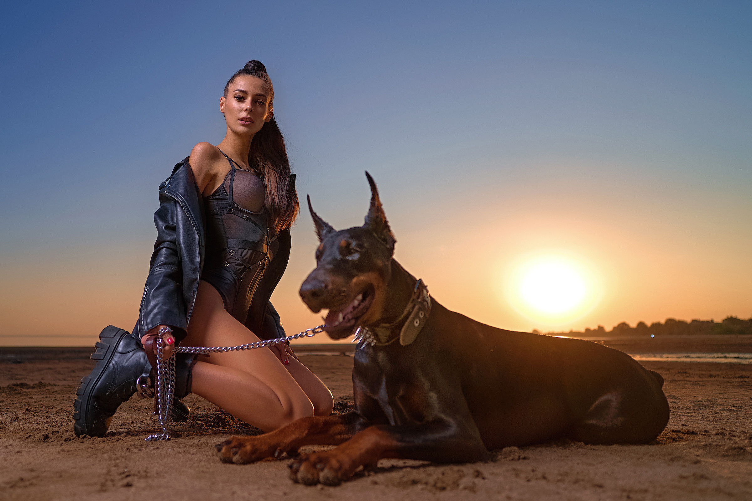 Полина с Доберманом. Фотограф в Тольятти Вячеслав Цуркан