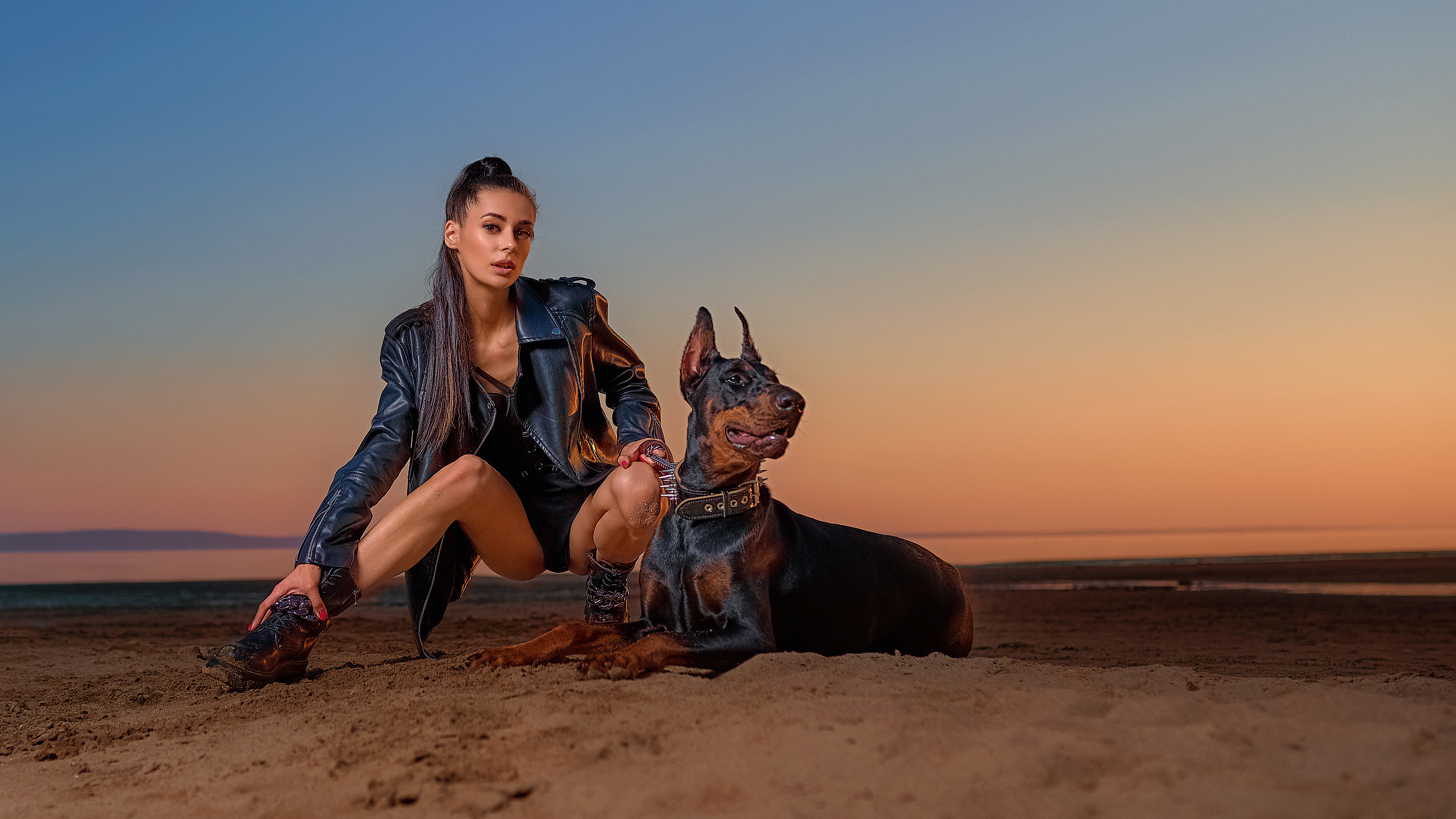 Полина с Доберманом. Фотограф в Тольятти Вячеслав Цуркан