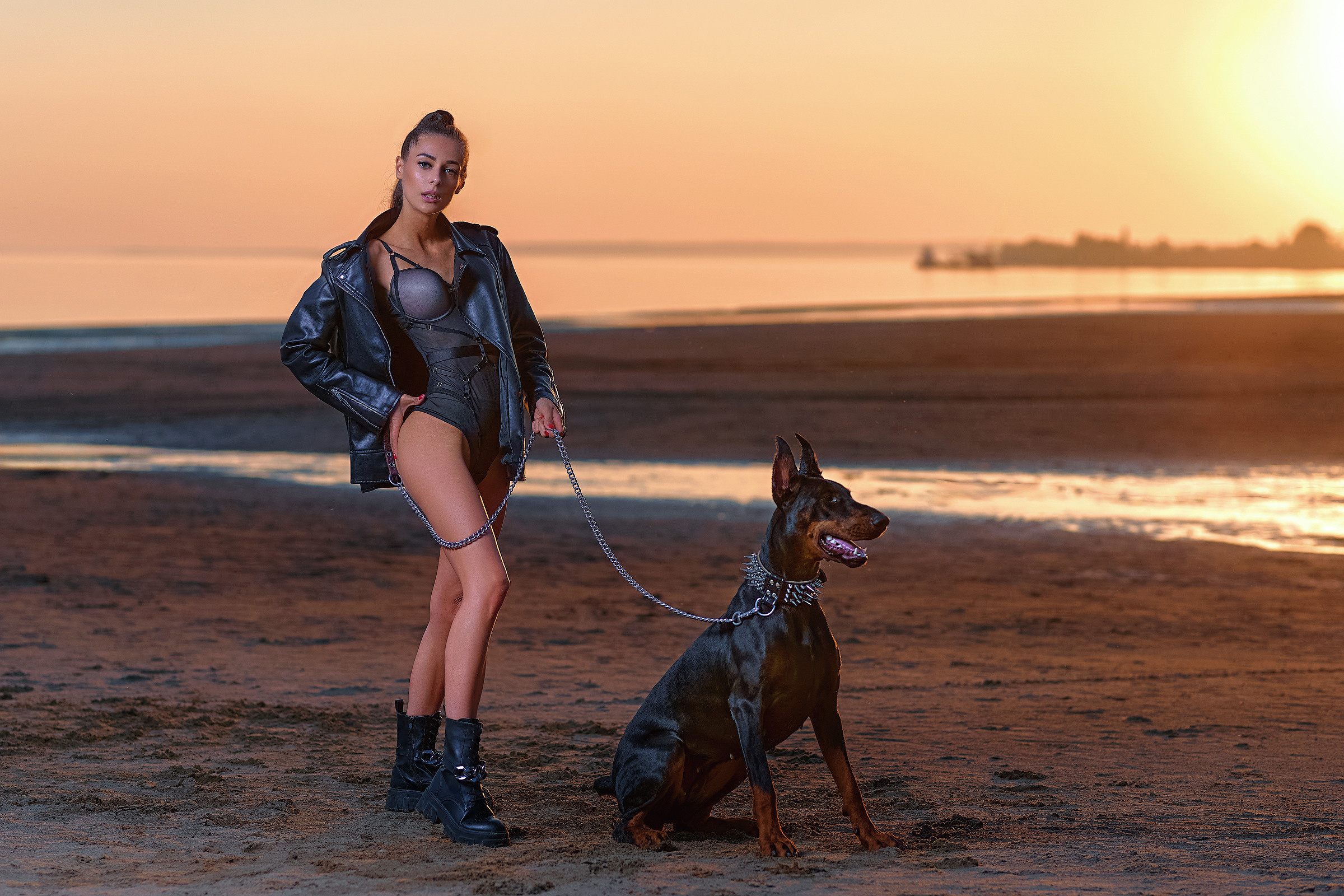 Полина с Доберманом. Фотограф в Тольятти Вячеслав Цуркан