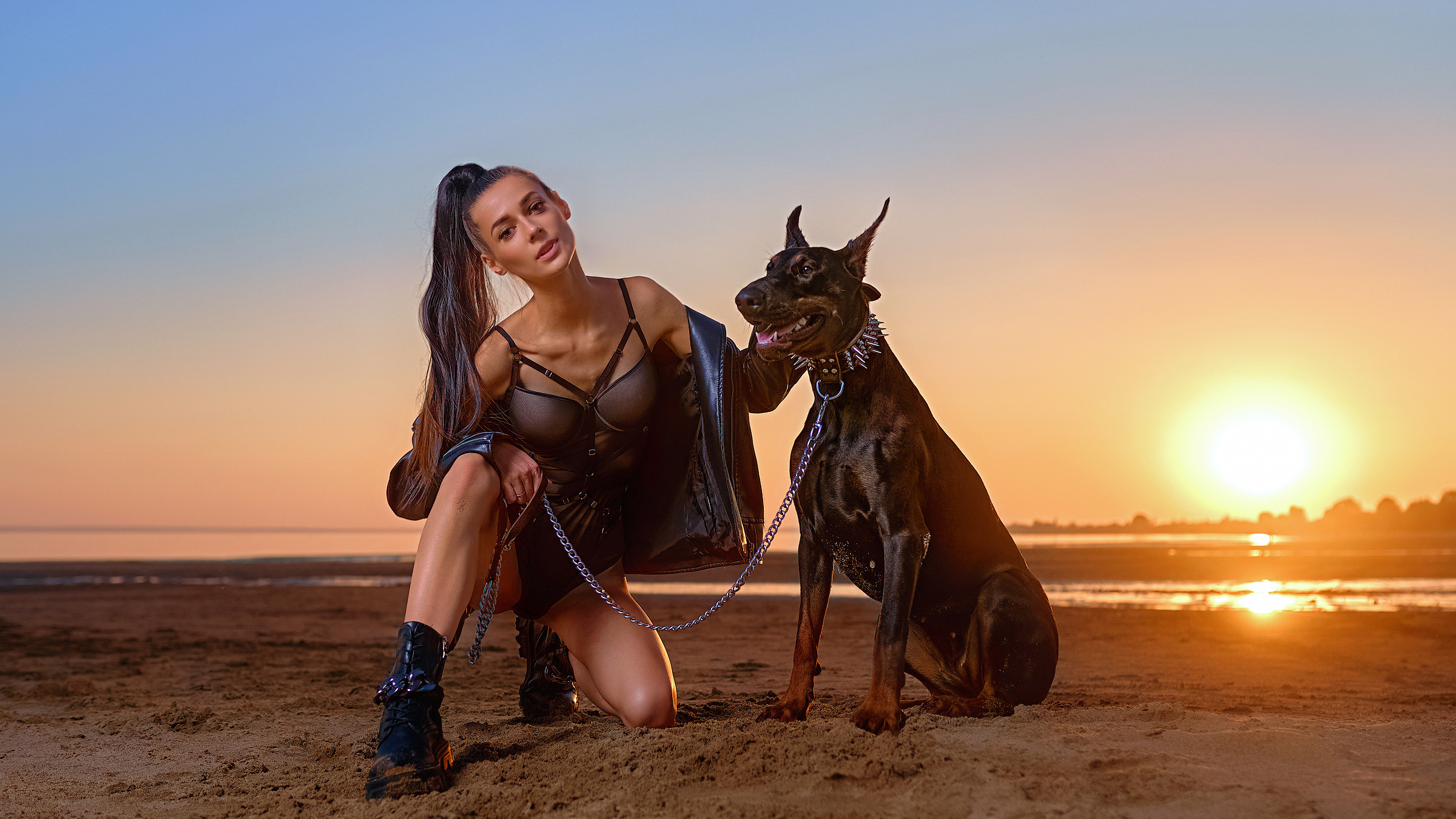 Полина с Доберманом. Фотограф в Тольятти Вячеслав Цуркан