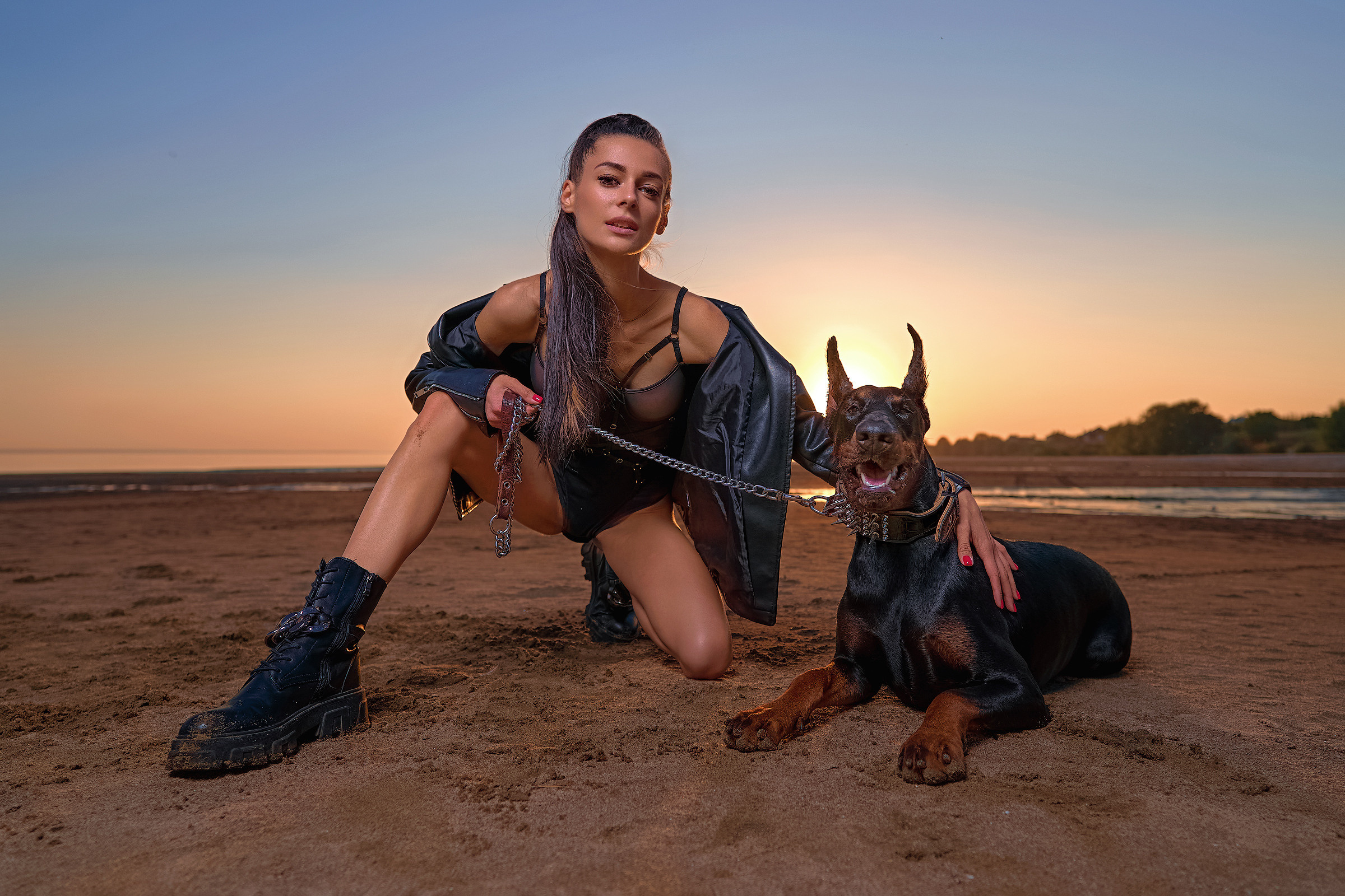 Полина с Доберманом. Фотограф в Тольятти Вячеслав Цуркан