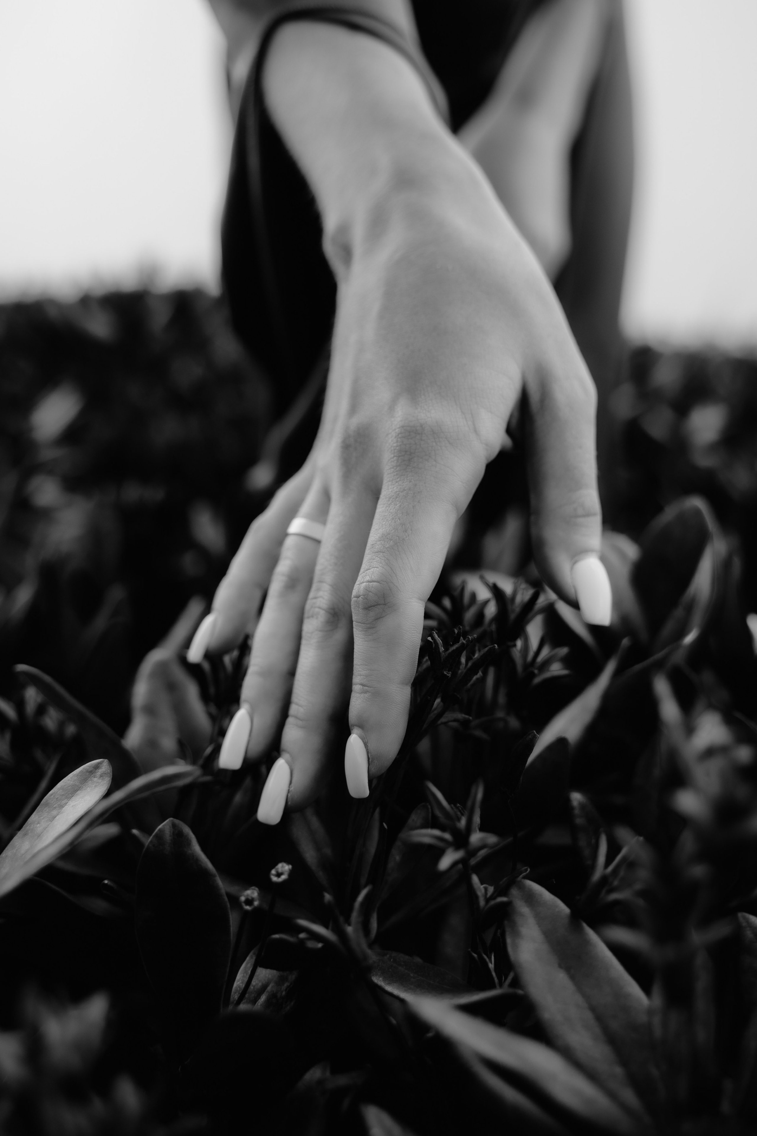 Детальный снимок девушки с листвой