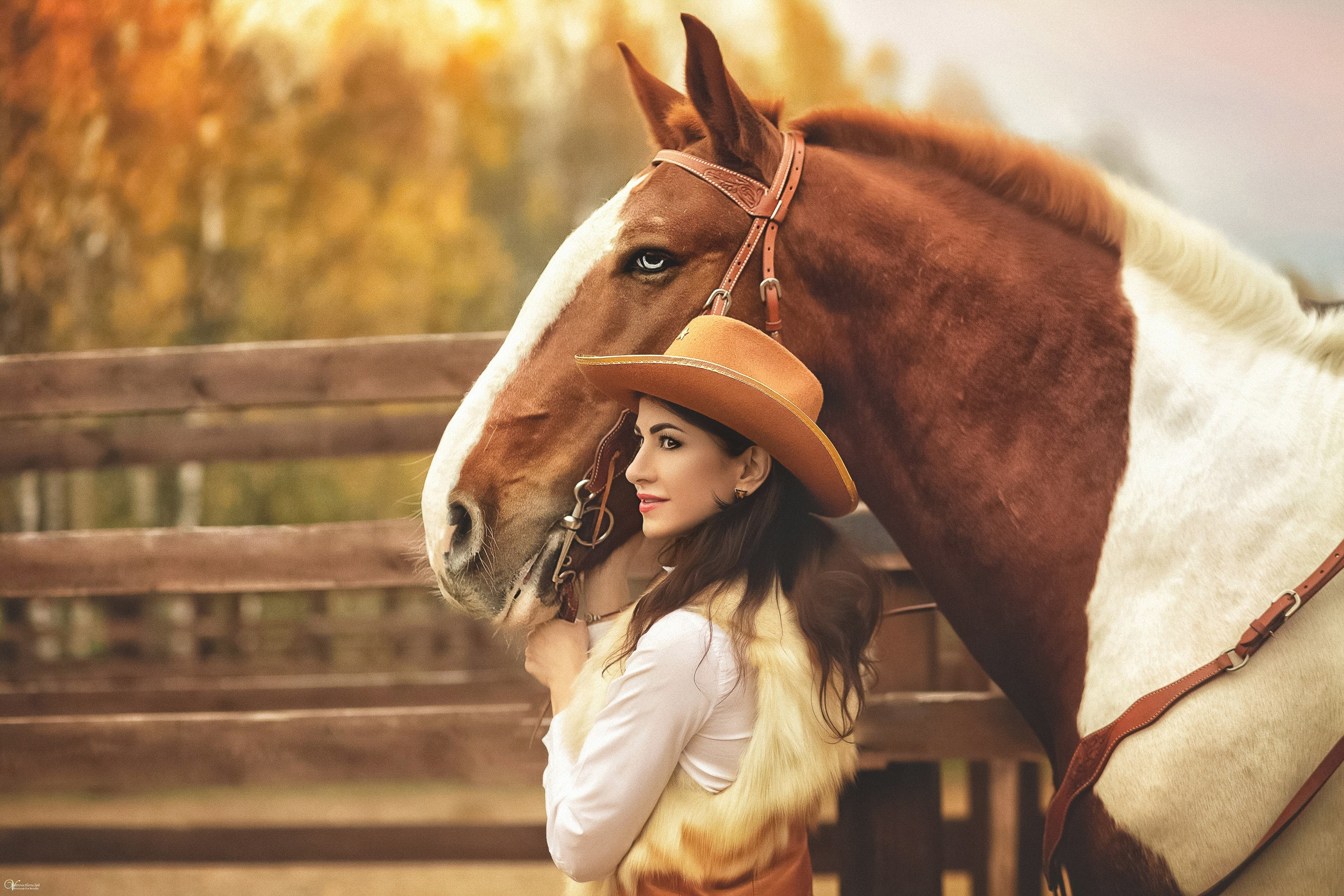 Фотосессии с лошадьми осенью. Фотограф женский и мужской портрет Санкт-Петербург