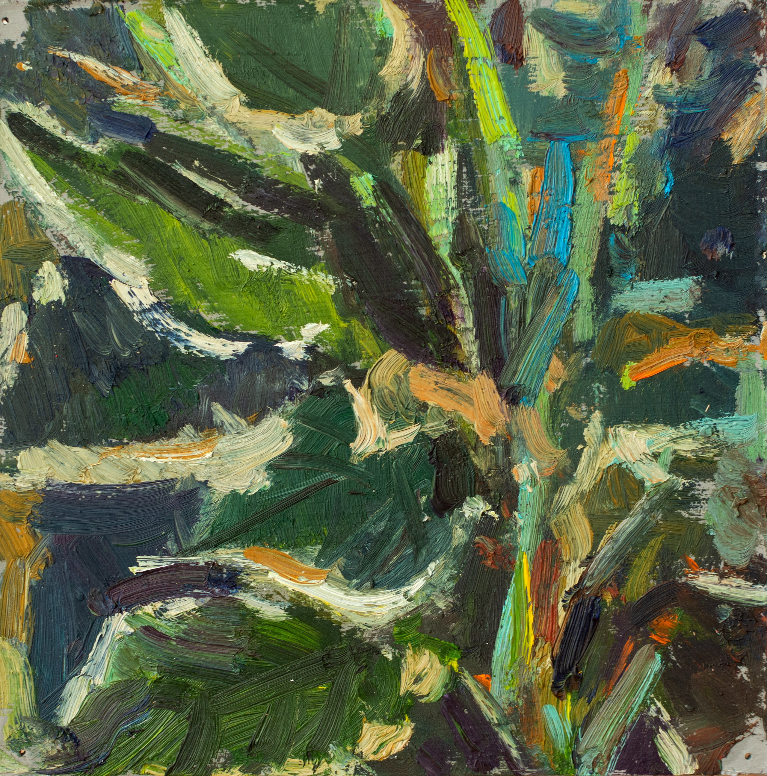 "Abstract flower" cardboard, oil 15x15cm, 2025