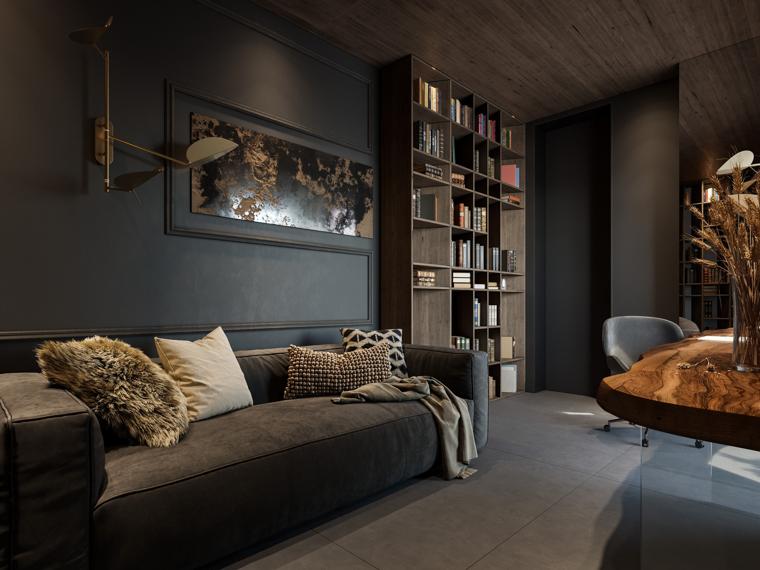 Темный Минимализм: 3D Визуализации Загородного Дома с Деревянной Отделкой. Визуализатор интерьера в Москве | Брагин Кирилл