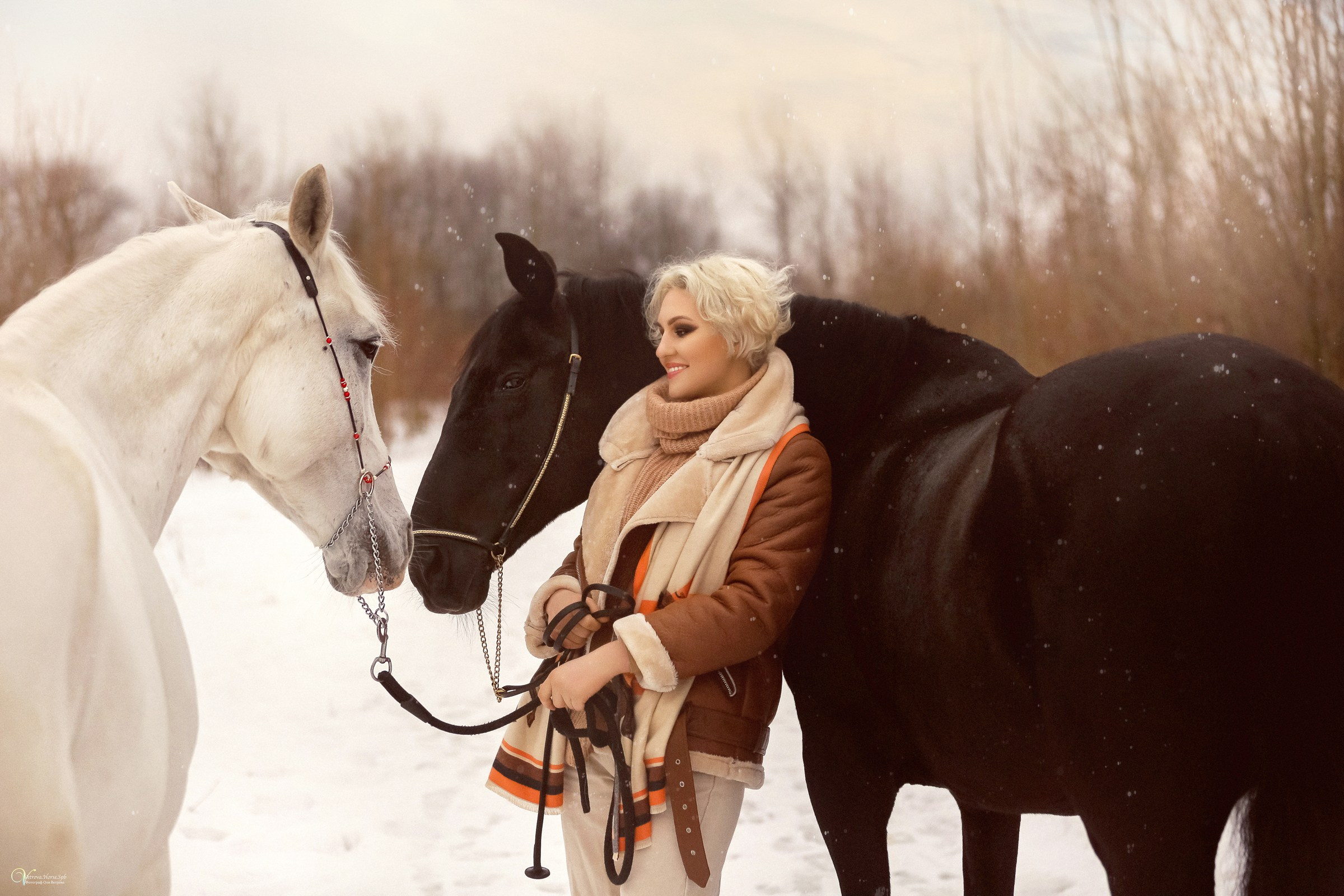 Фотосессии с лошадьми зимой. Фотограф женский и мужской портрет Санкт-Петербург