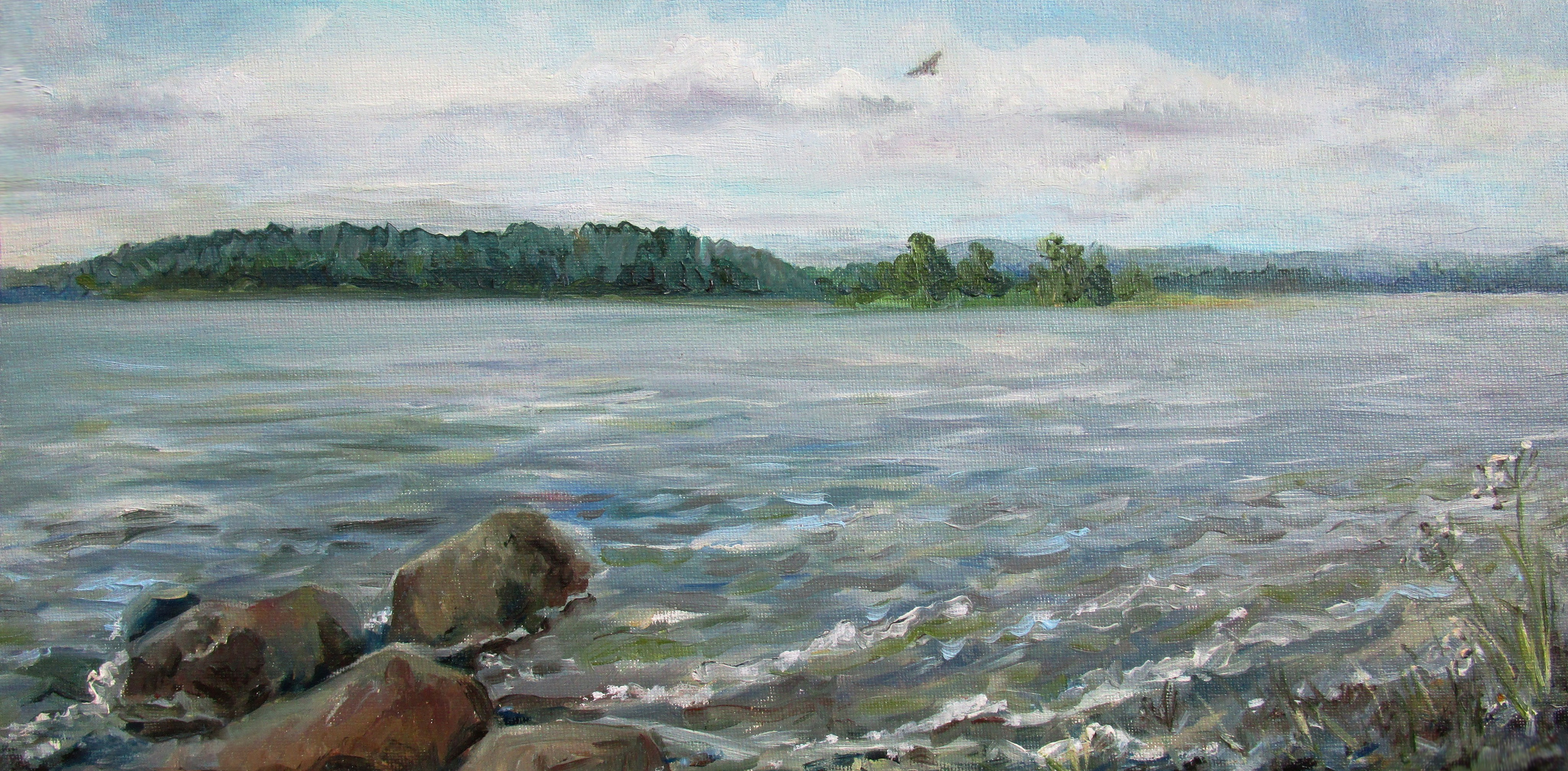 Орёл над Волгой, Калязин; холст / масло, 2016