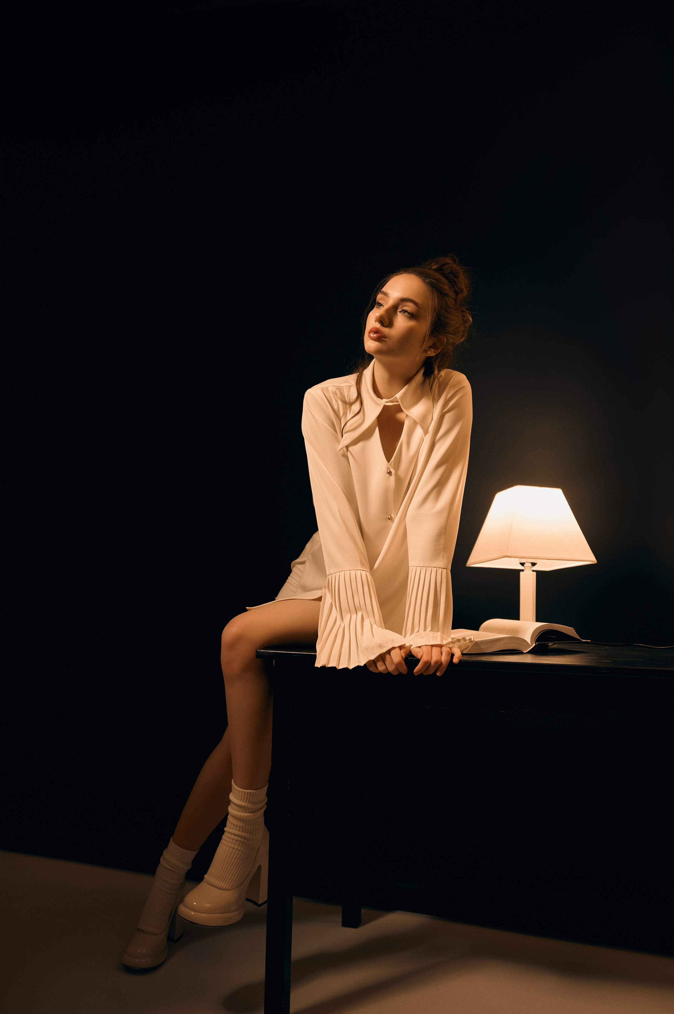 Рубашка свободная удлиненная c плиссированными рукавами  500 руб/час Размер M,L, XL