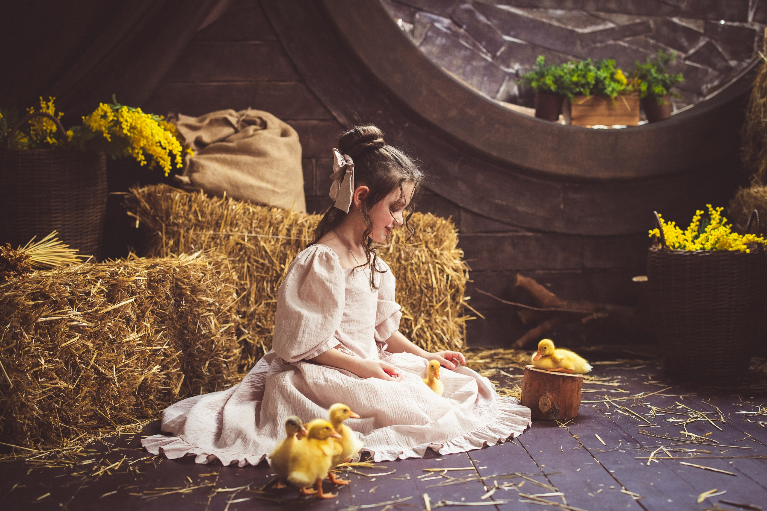 Пасхальный фотопроект с козочкой и утятами, в фотостудии «Эль» 2024 г. Семейный и детский фотограф в Краснодаре Анна Трашкова