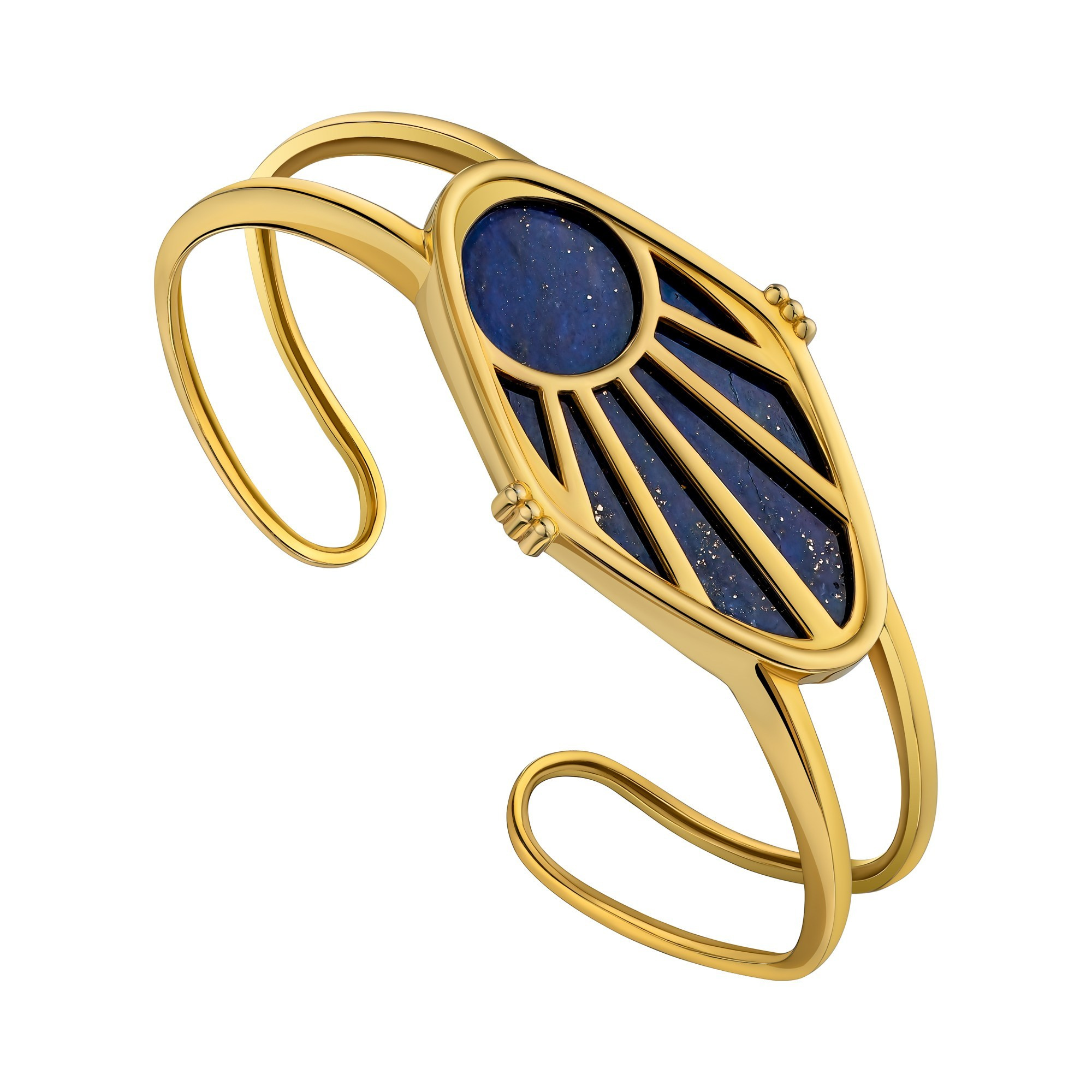 Браслет серебряный с золотым покрытием и лазуритом