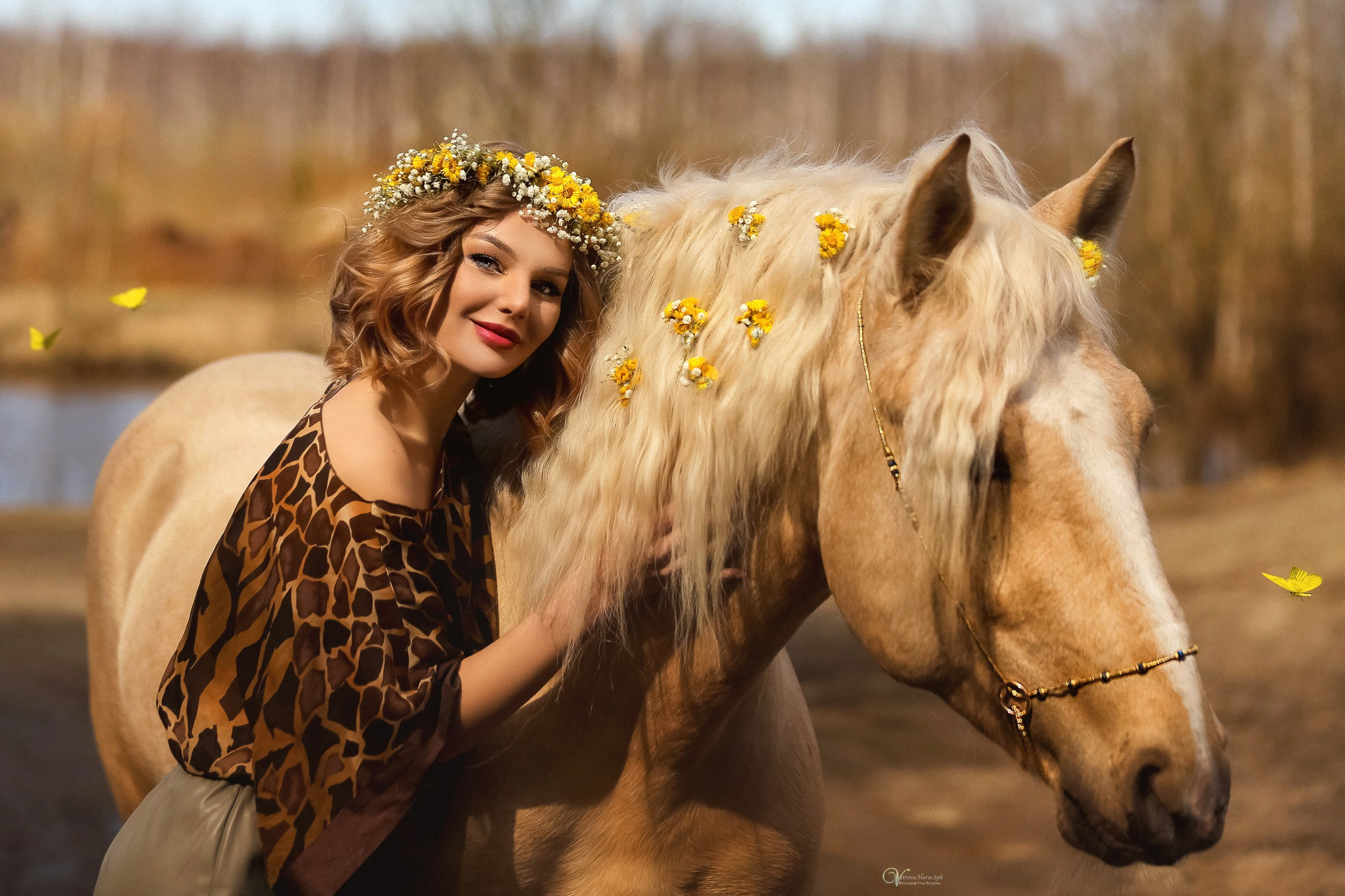 Фотосессии с лошадьми летом. Фотограф женский и мужской портрет Санкт-Петербург