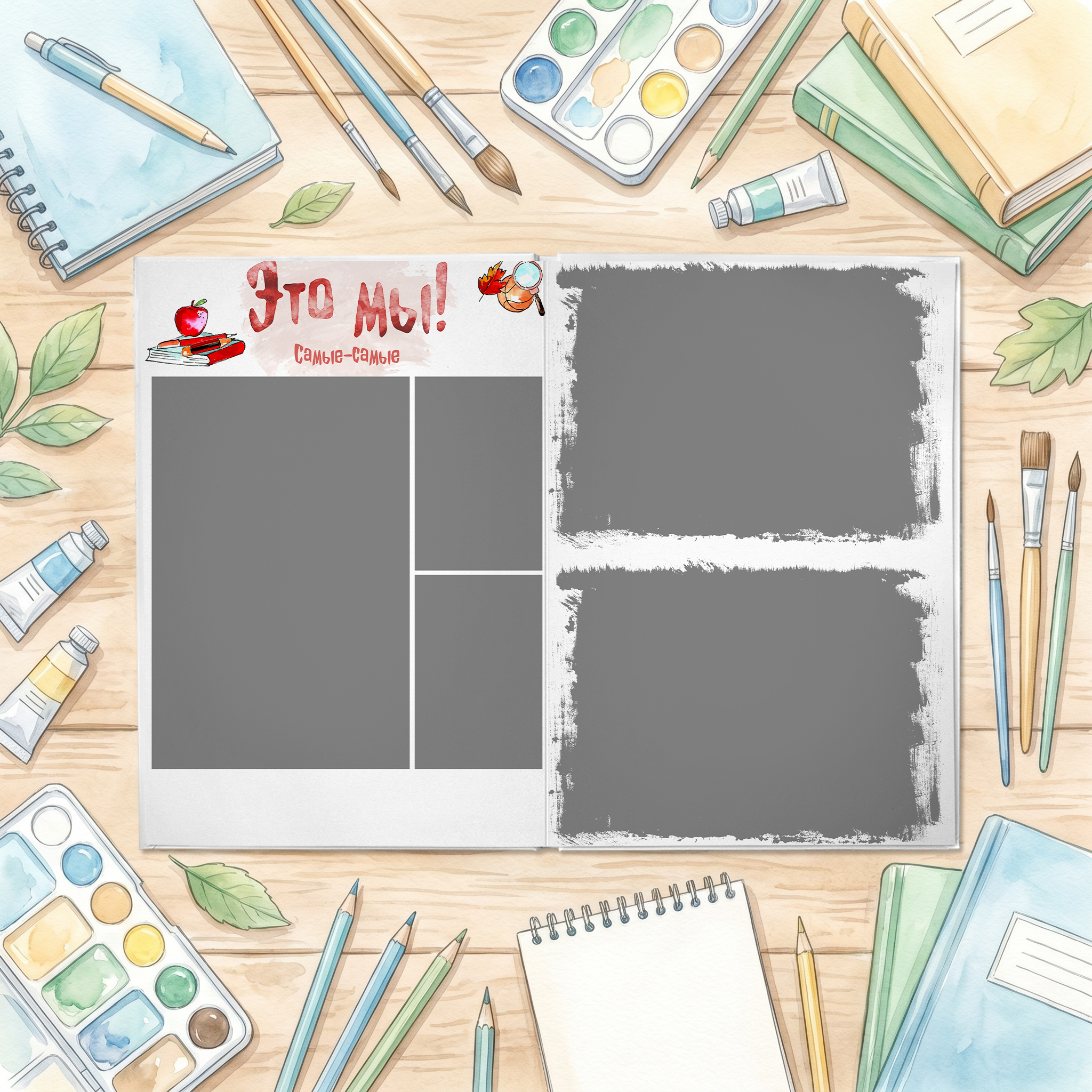 020 Aquarel. Дизайны, psd шаблоны школьных и выпускных альбомов и обложек