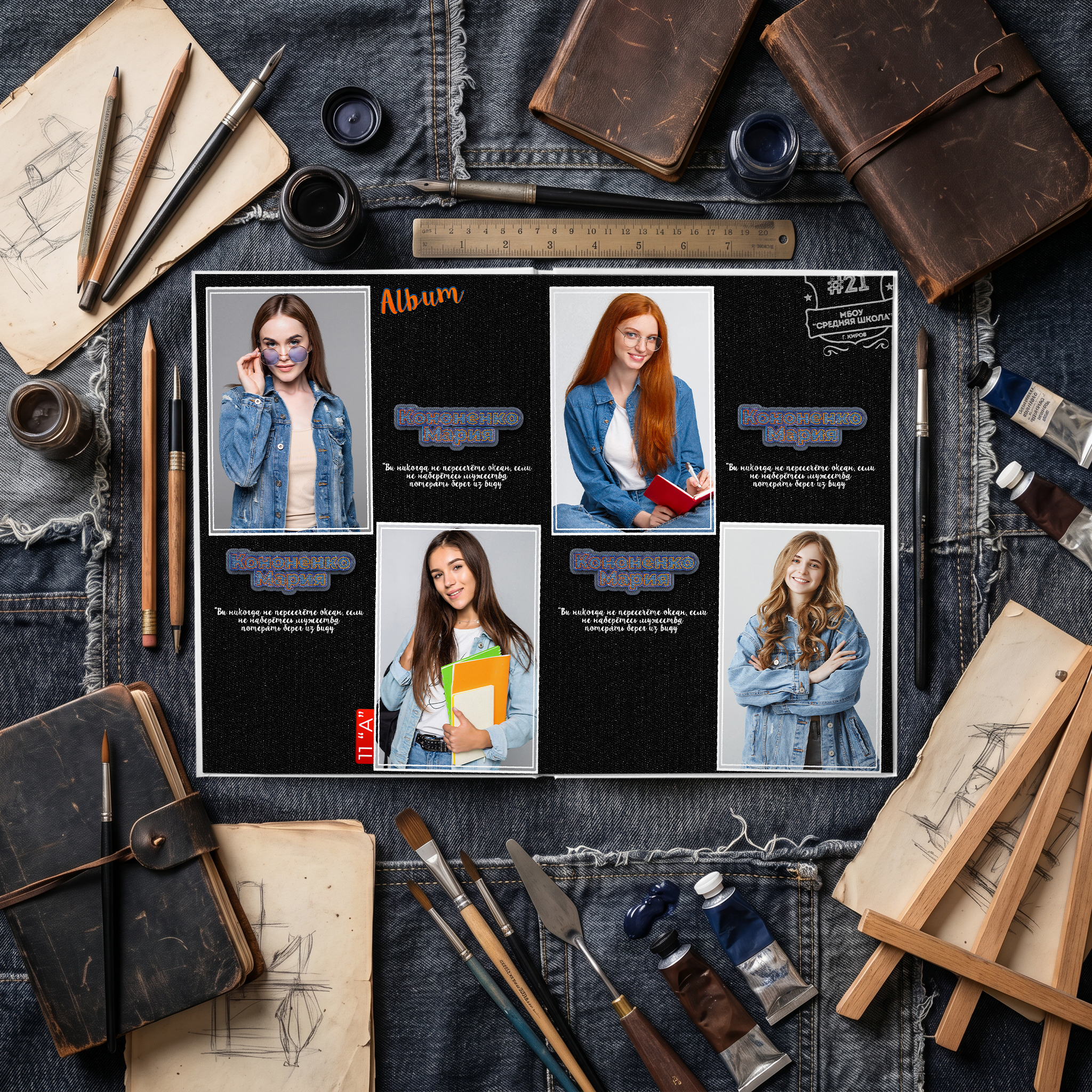 015 Jeans. Дизайны, psd шаблоны школьных и выпускных альбомов и обложек