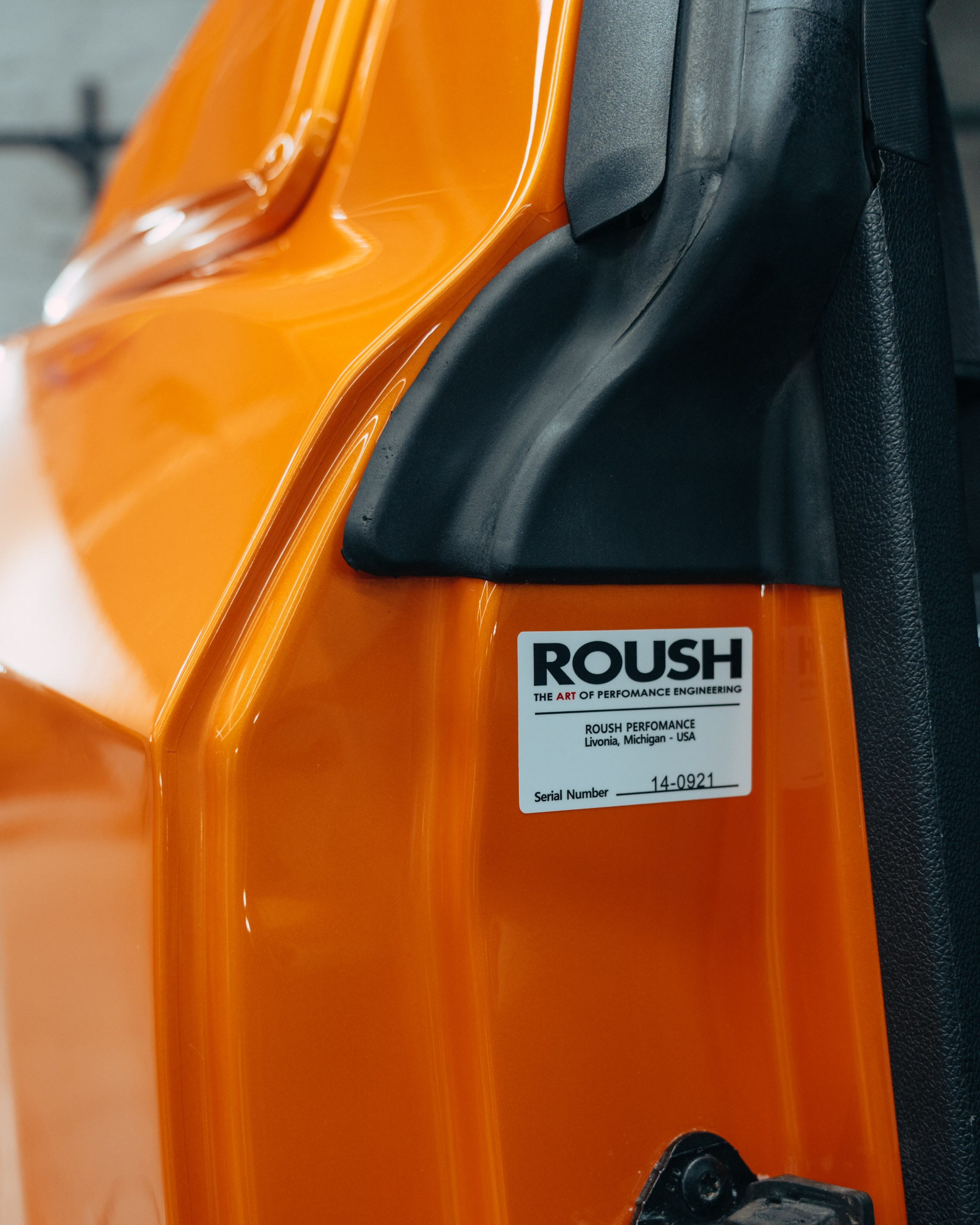 Ford Mustang Roush оранжевый окрас кузова и выкрас полос. DeLorein