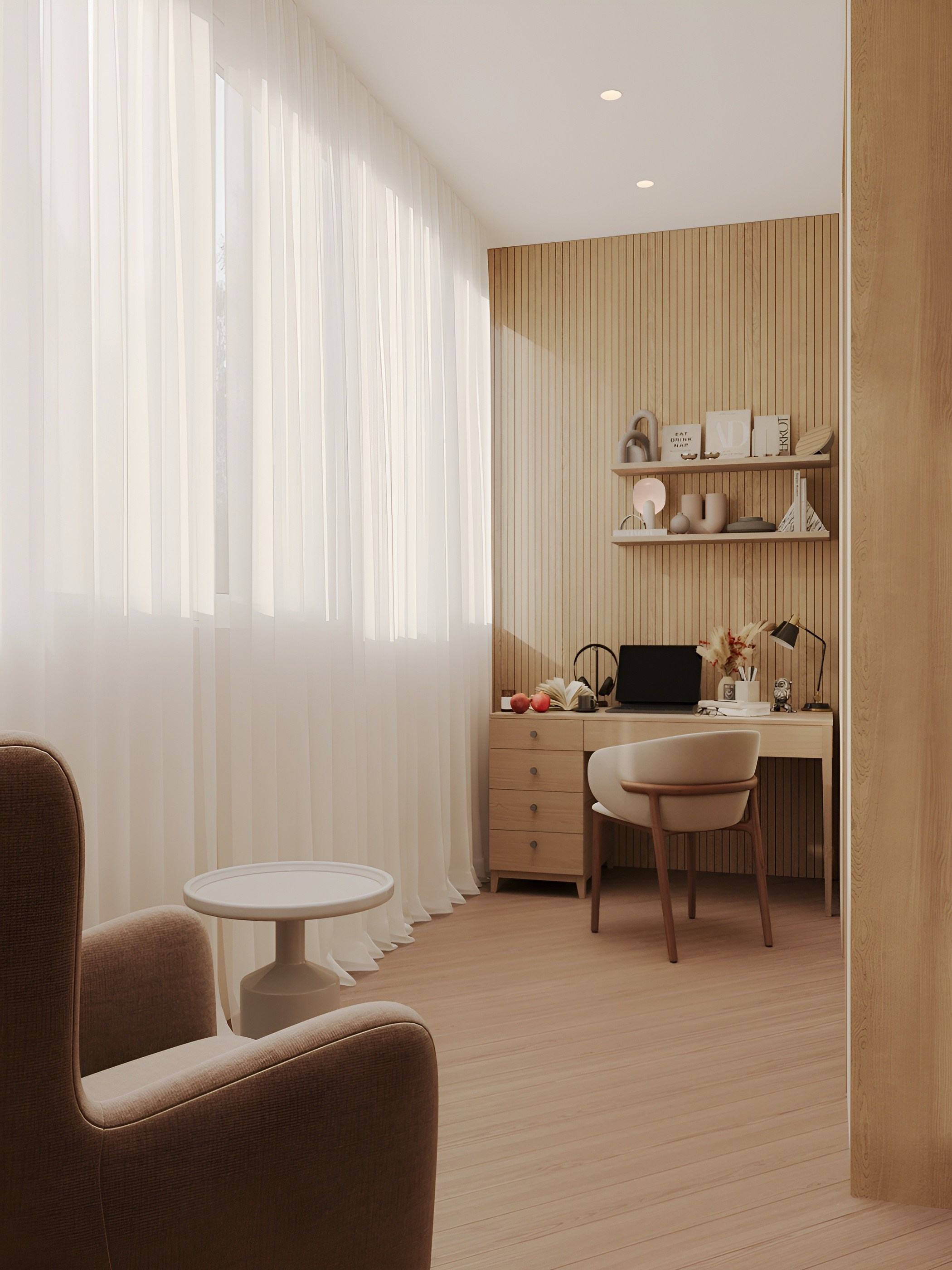 Спальня-кабинет. 3D Визуализация интерьеров жилых и коммерческих помещений