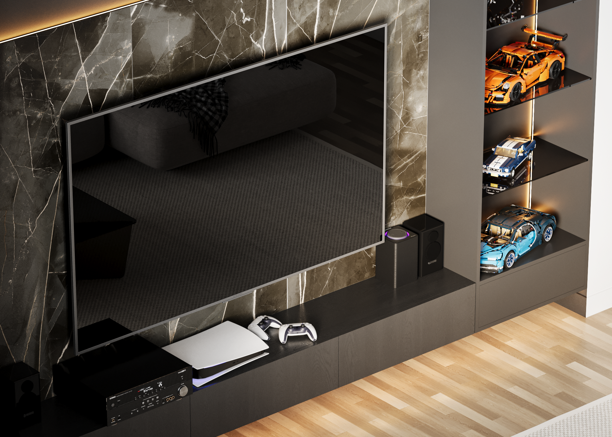 Контрастный интерьер квартиры в Москве — 135 м², 2024. Расим Селяметов — дизайн интерьера в Крыму