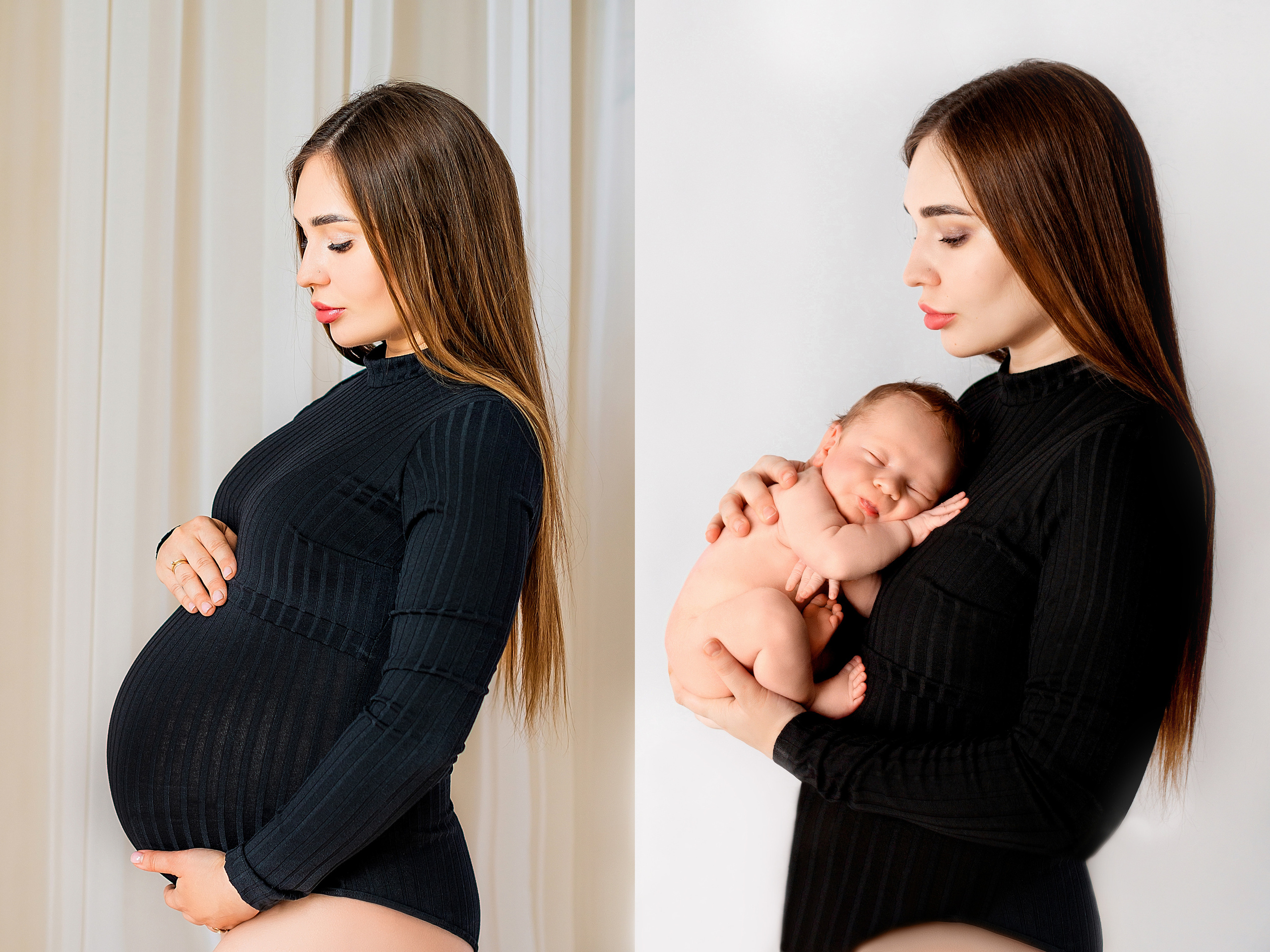 Коллаж до и после появления малыша. Фотограф новорожденных Краснодар Малышенко Надежда