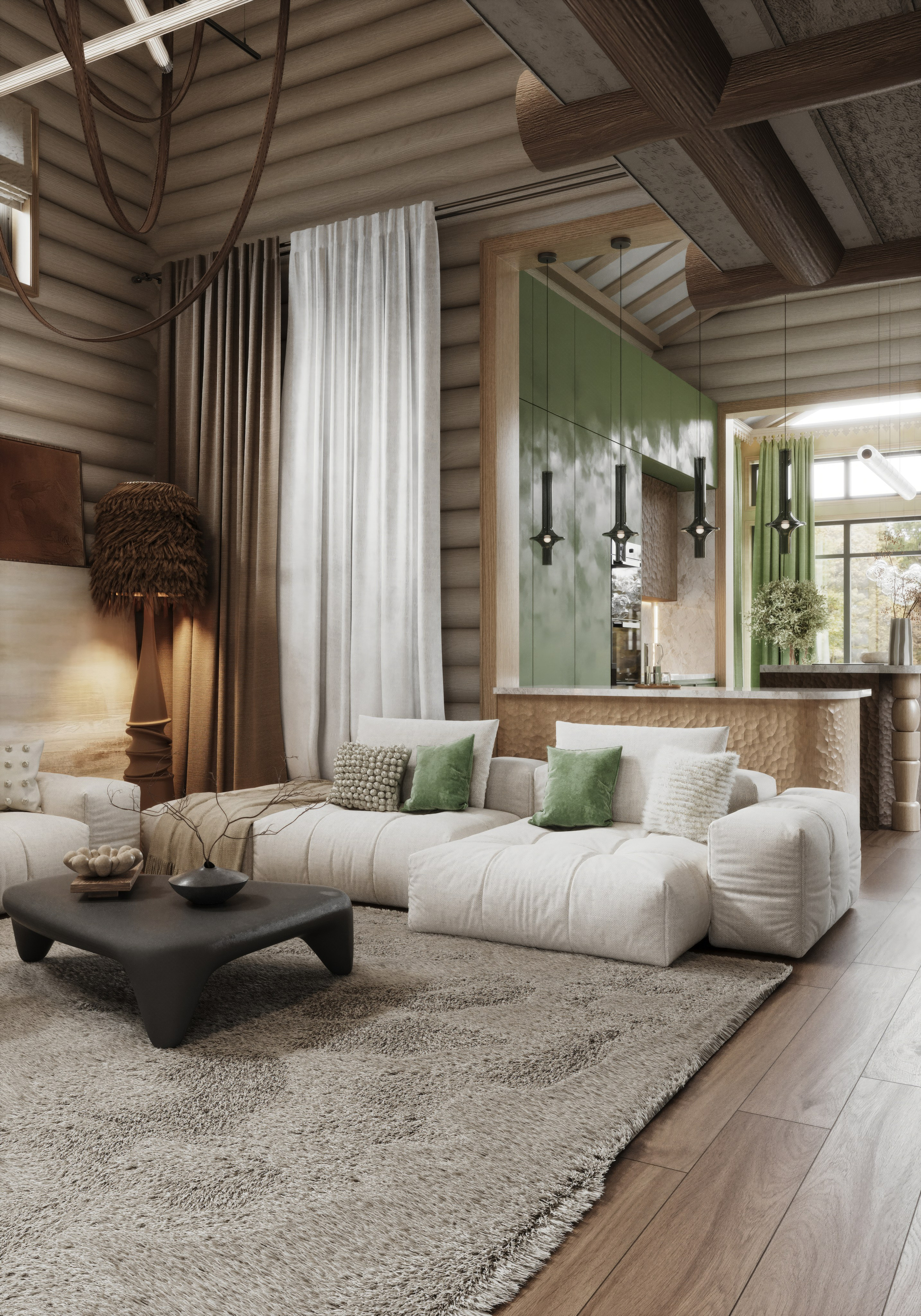 Country house Living-room & Kitchen | Ashe Home. Середа Юлия | Визуализация