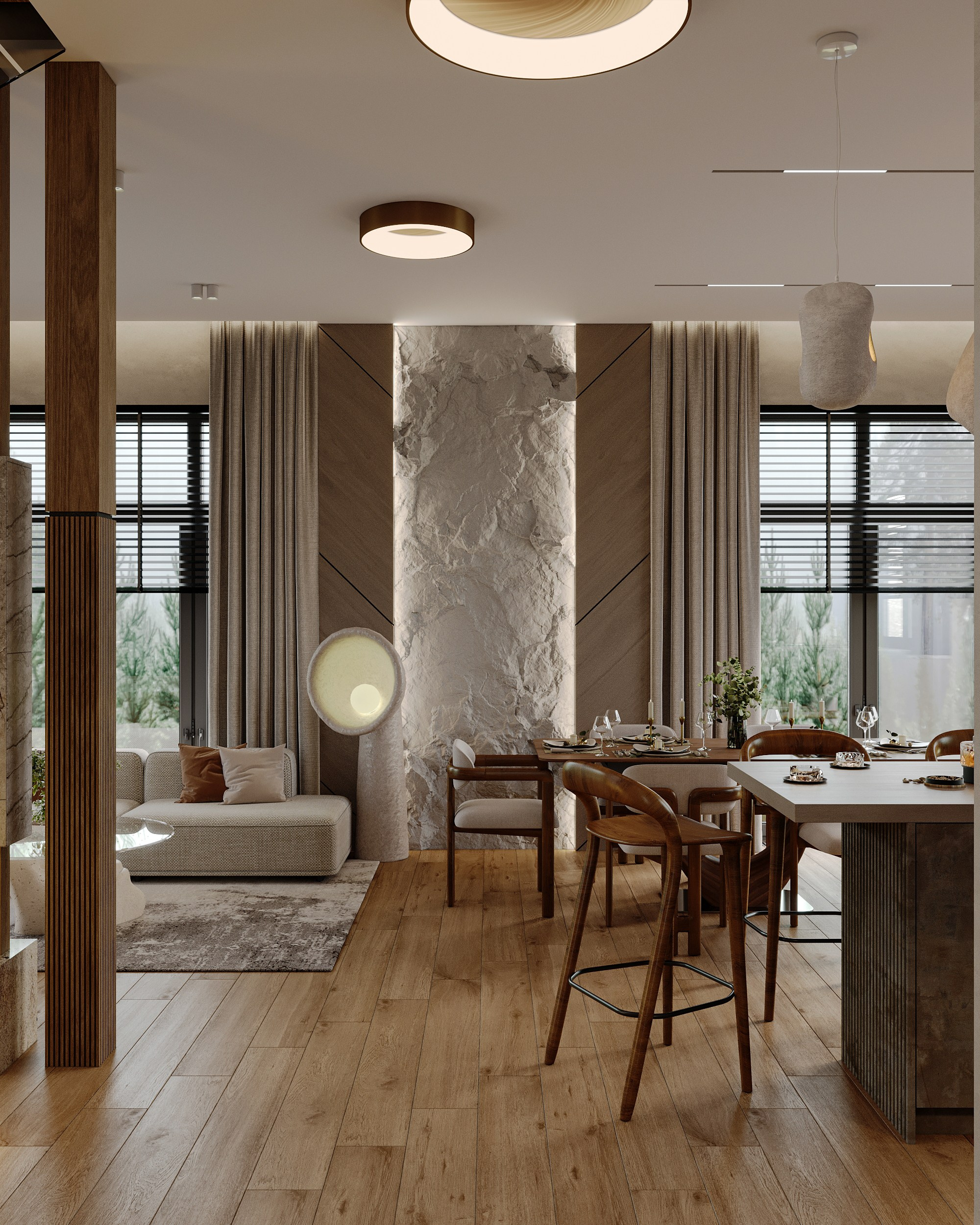 Визуализация загородного дома (интерьерная). Королёва Анастасия | 3D визуализатор