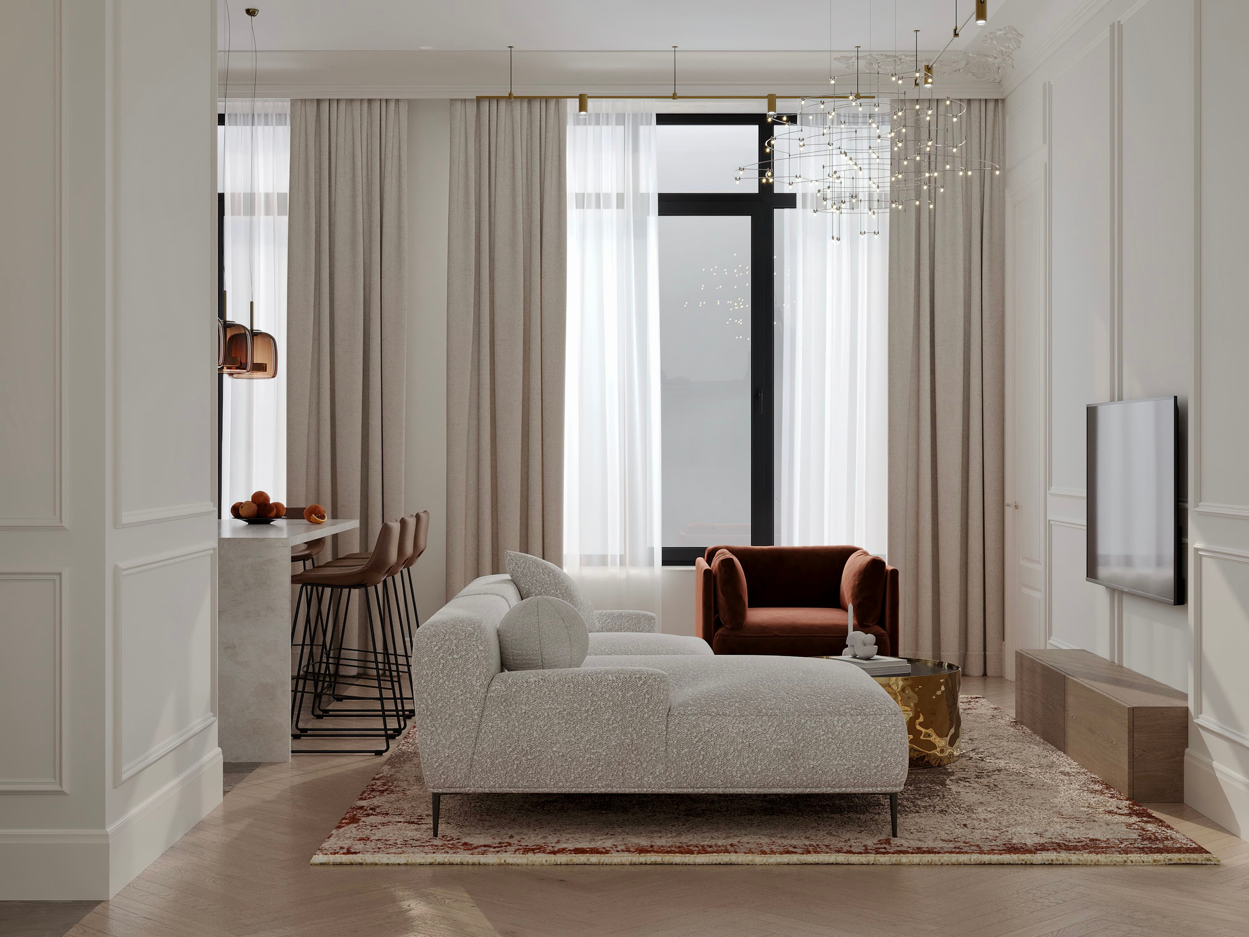 Нагатино Айленд 85 м². 3D Визуализация интерьера