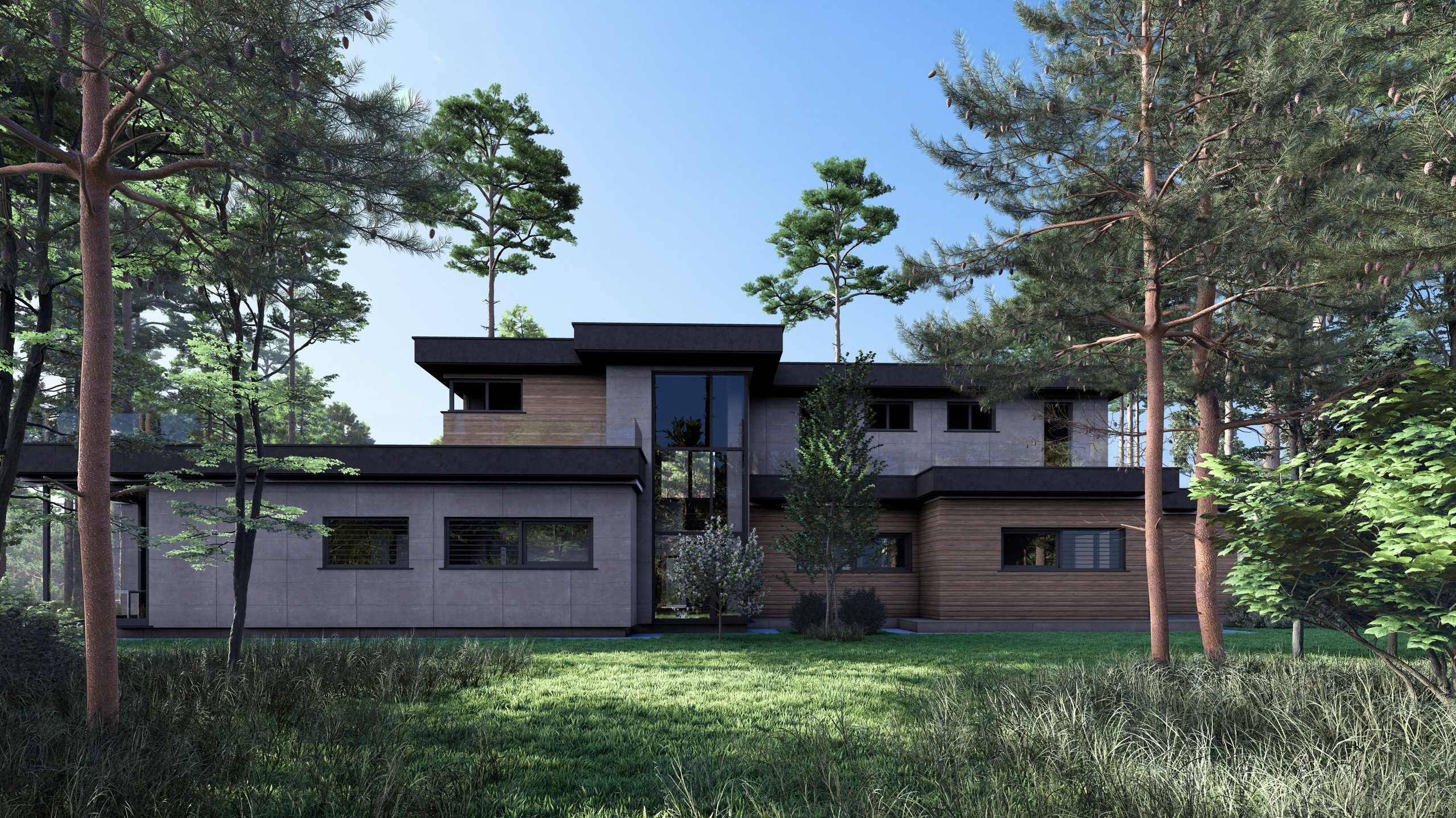 Проект " Лес " Частный дом с зоной СПА. Архитектурное проектирование