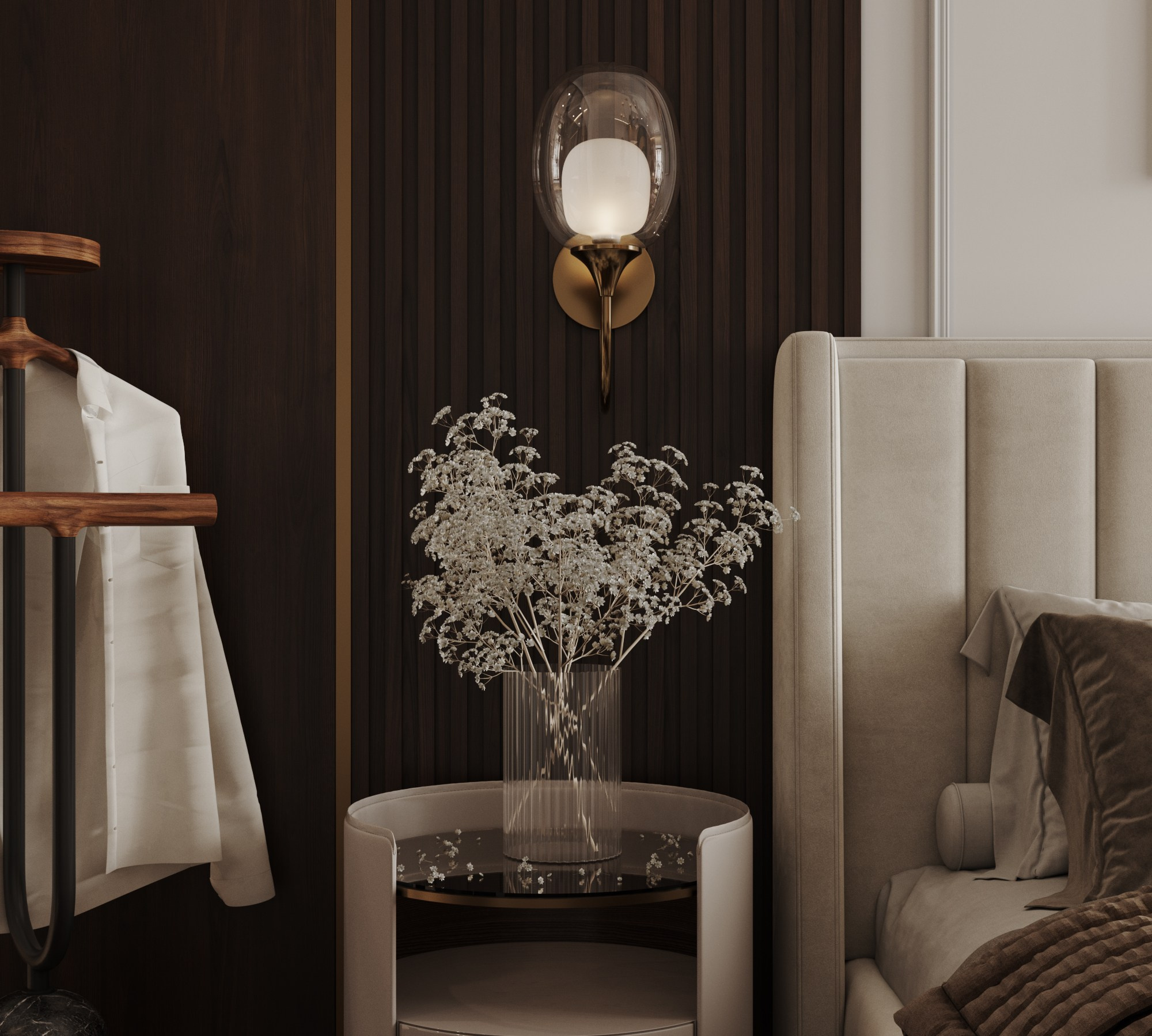 Мастер спальня ЖК Скай. Интерьерная 3D Визуализация