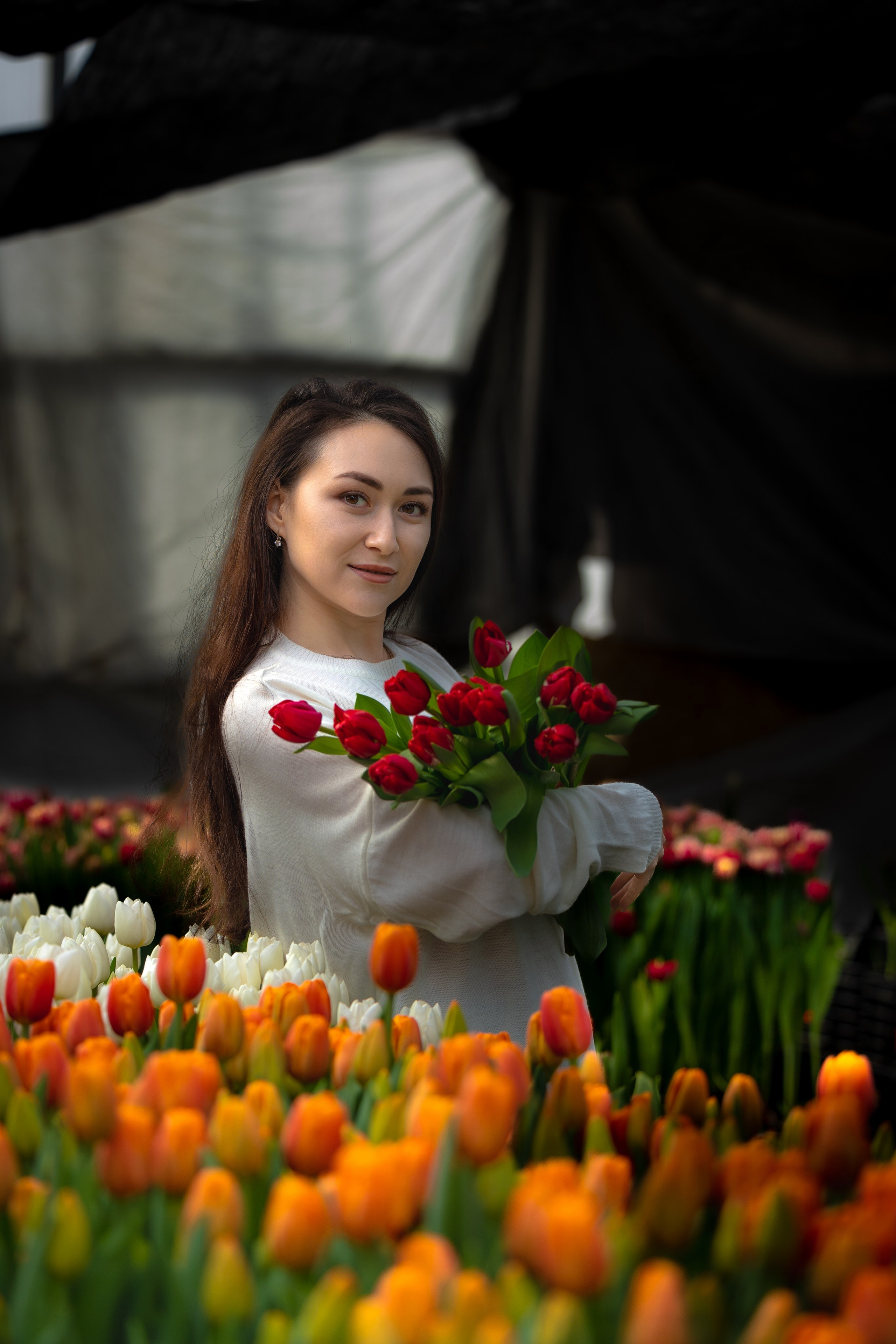 Фотосессия в теплице с тюльпанами. Свадебный фотограф Астрахань