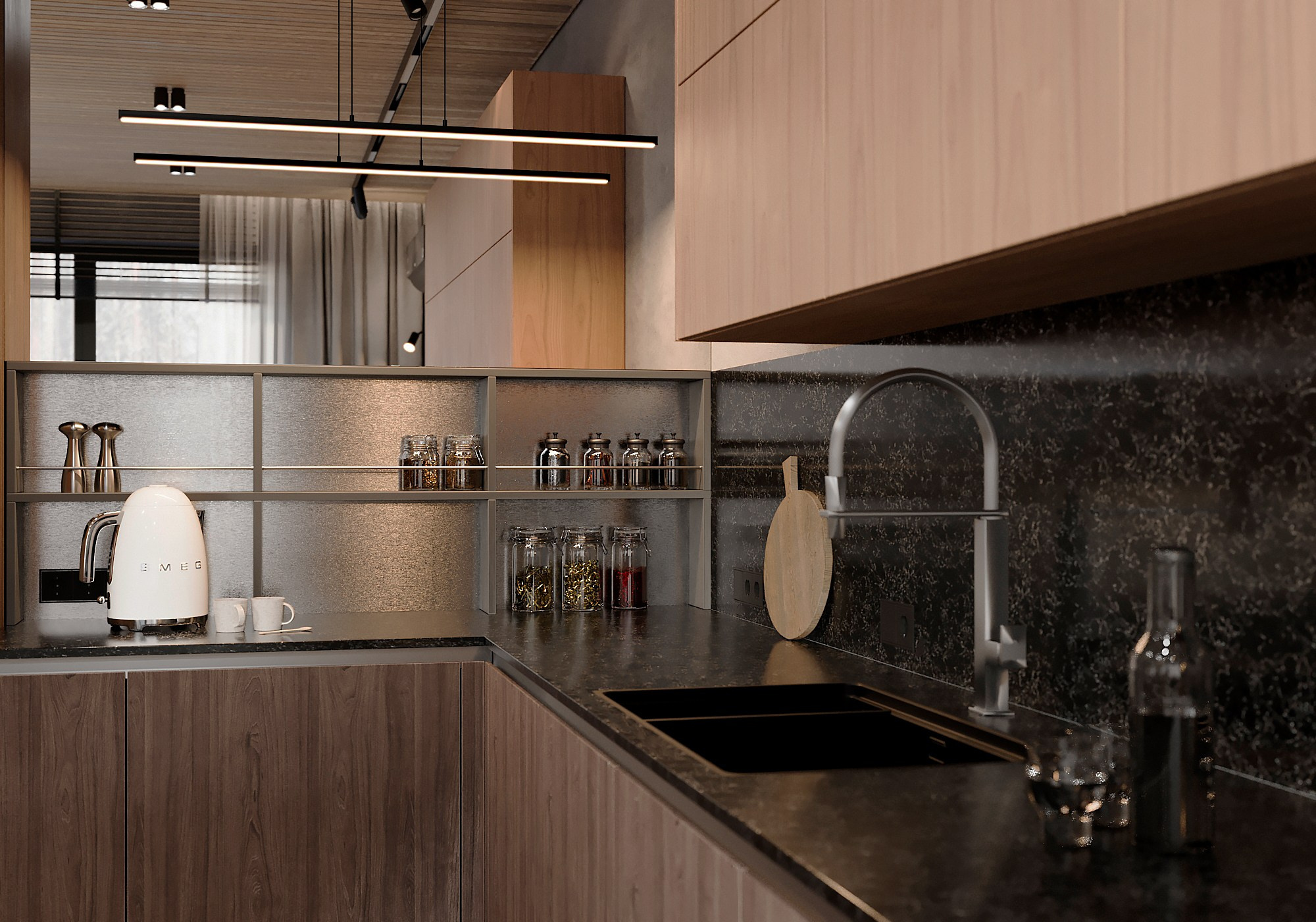 Кухня-столовая и холл (1 этаж). 3D-дизайнер Кристина Пуляевская