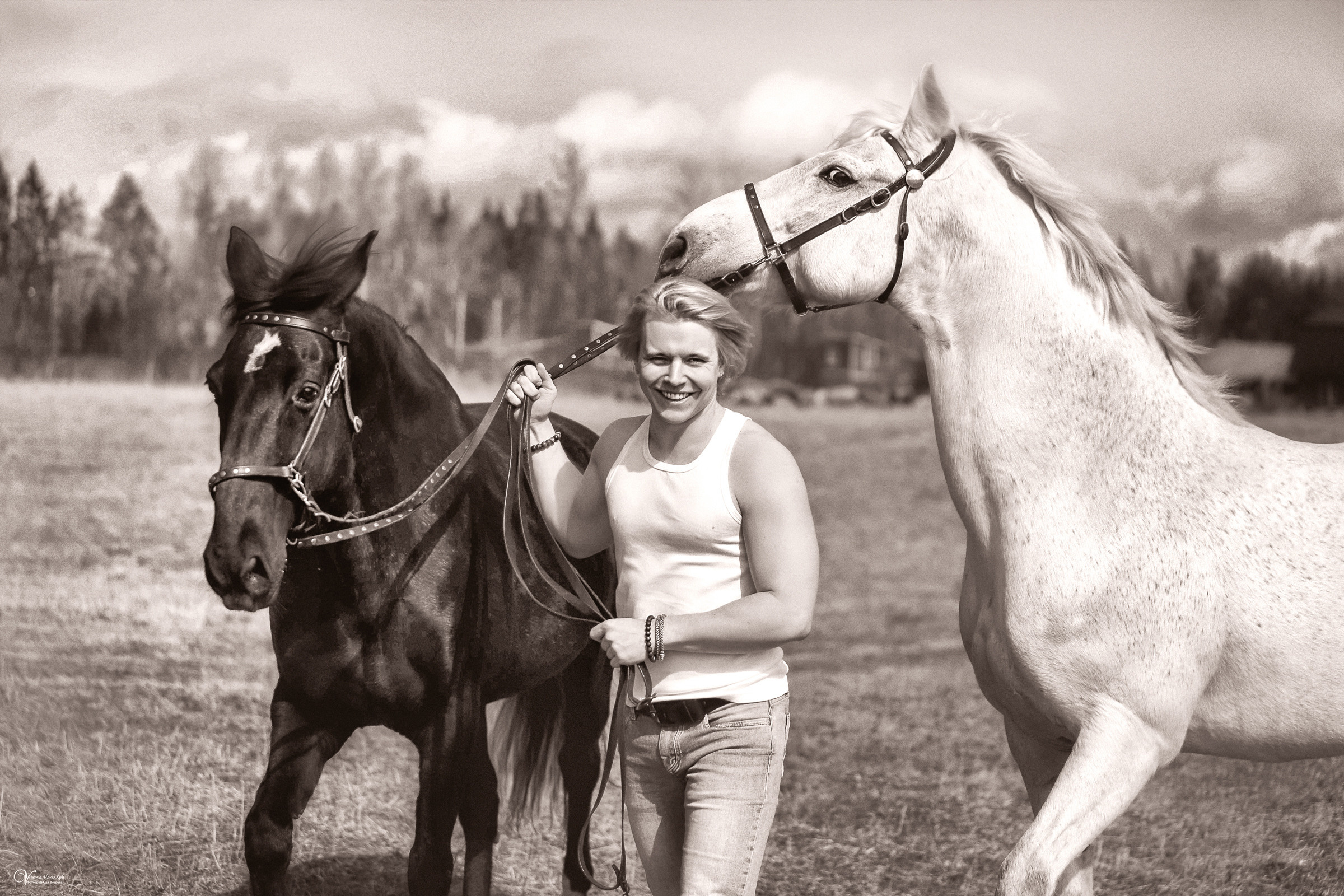 Сергей и два коня. Фотограф женский и мужской портрет Санкт-Петербург