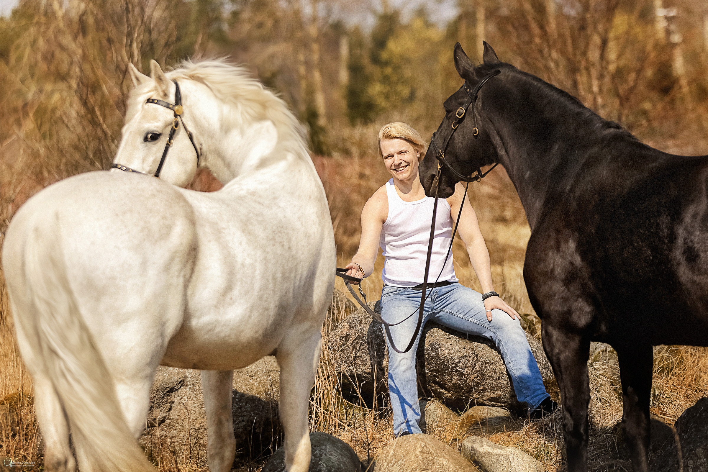 Сергей и два коня — полная версия. Фотограф женский и мужской портрет Санкт-Петербург