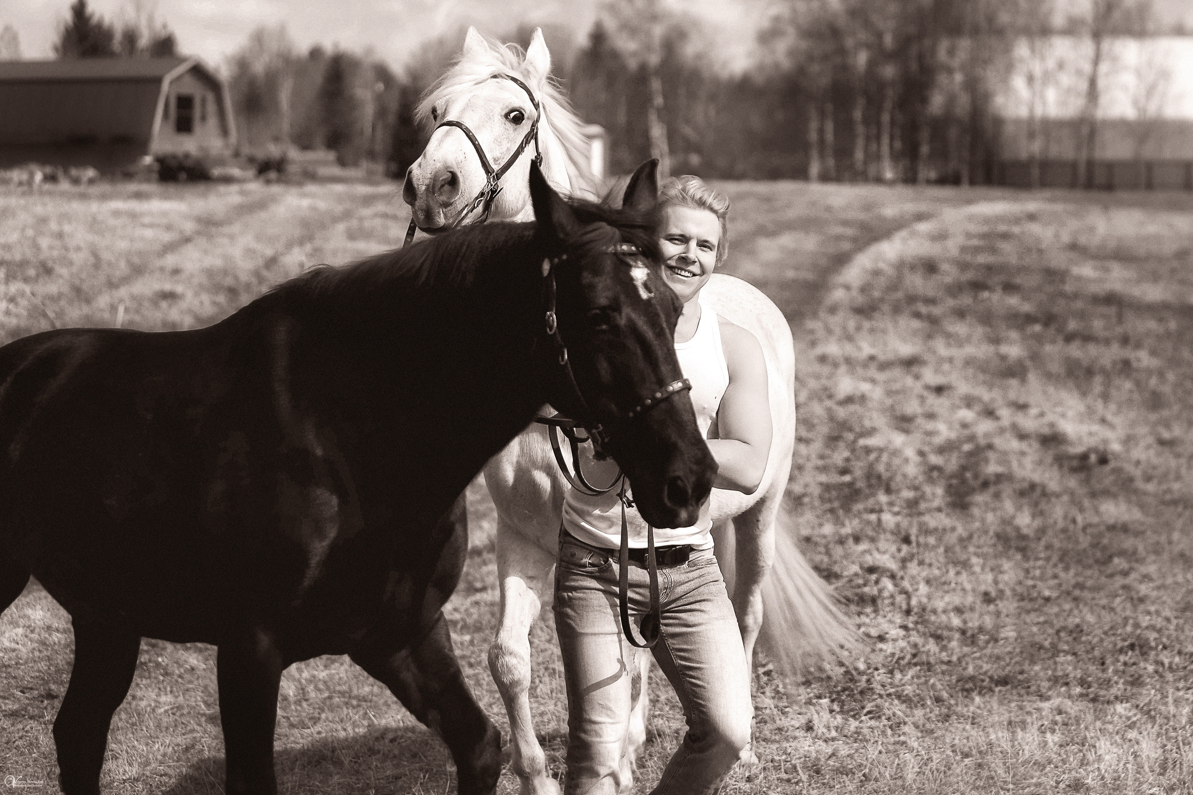 Сергей и два коня — полная версия. Фотограф женский и мужской портрет Санкт-Петербург