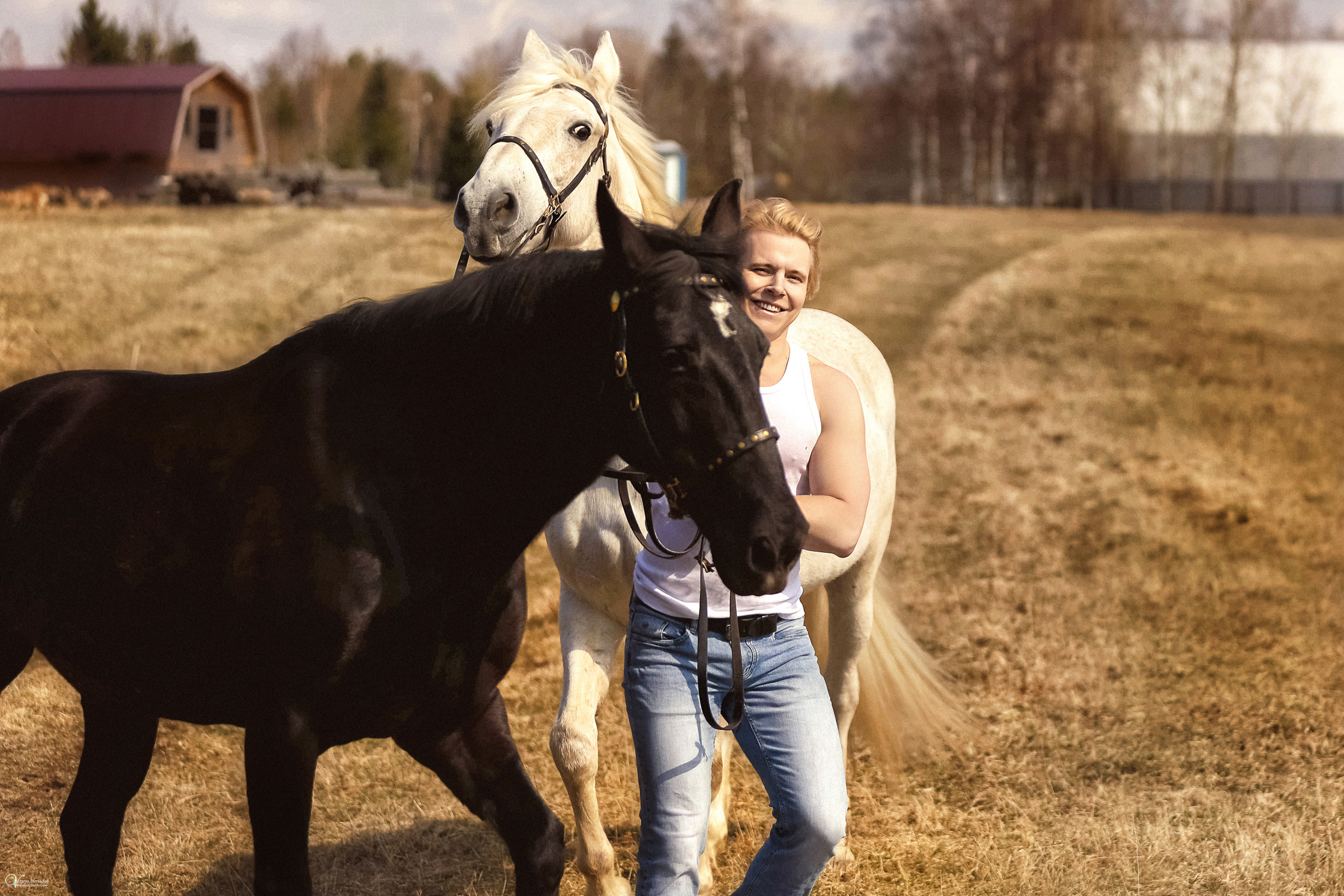 Сергей и два коня — полная версия. Фотограф женский и мужской портрет Санкт-Петербург