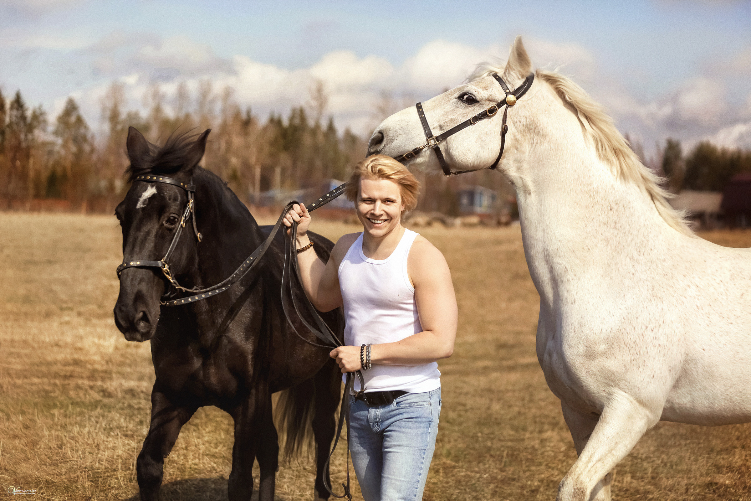Сергей и два коня — полная версия. Фотограф женский и мужской портрет Санкт-Петербург