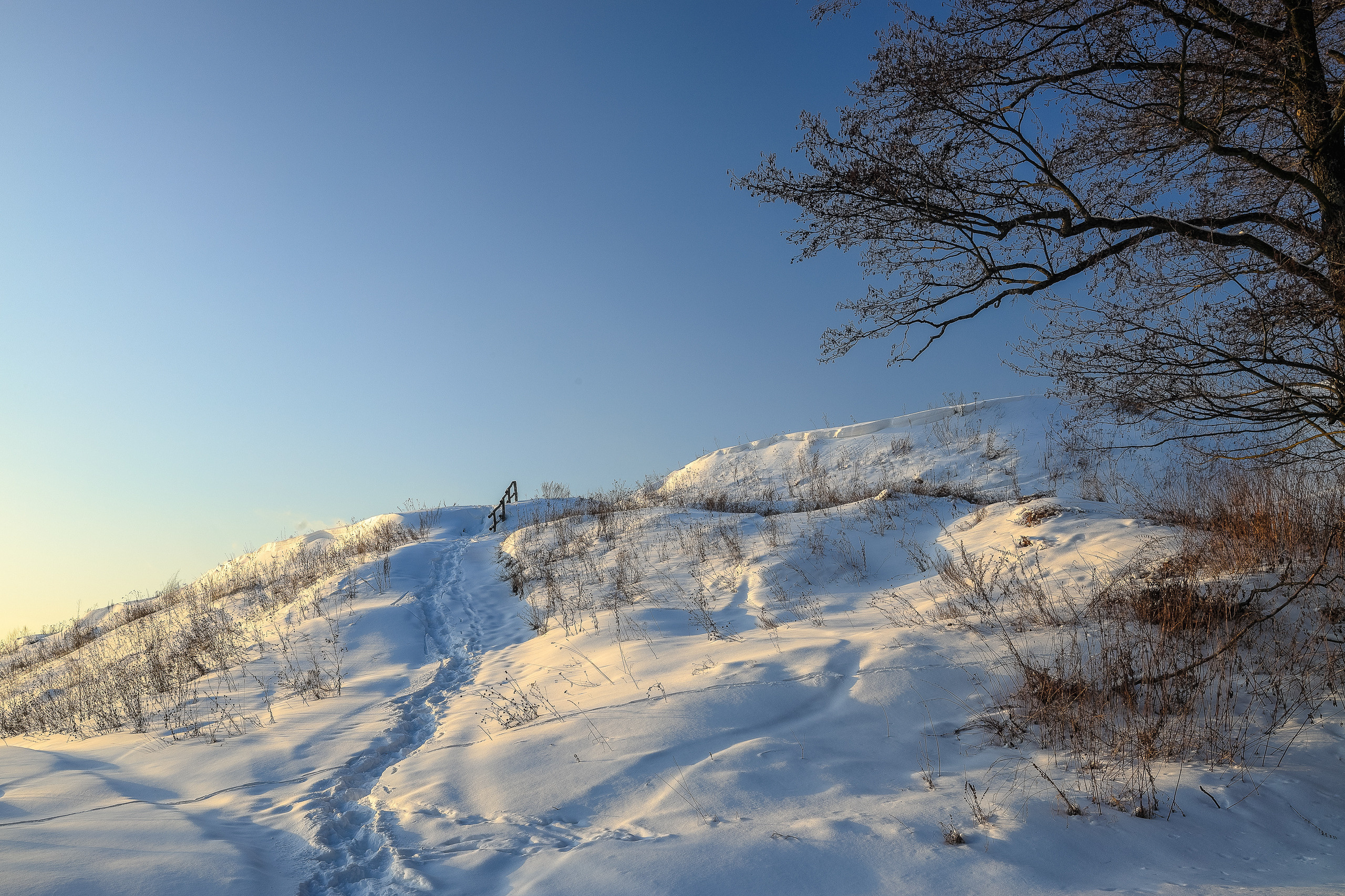 Холм на реке Пахра зимой