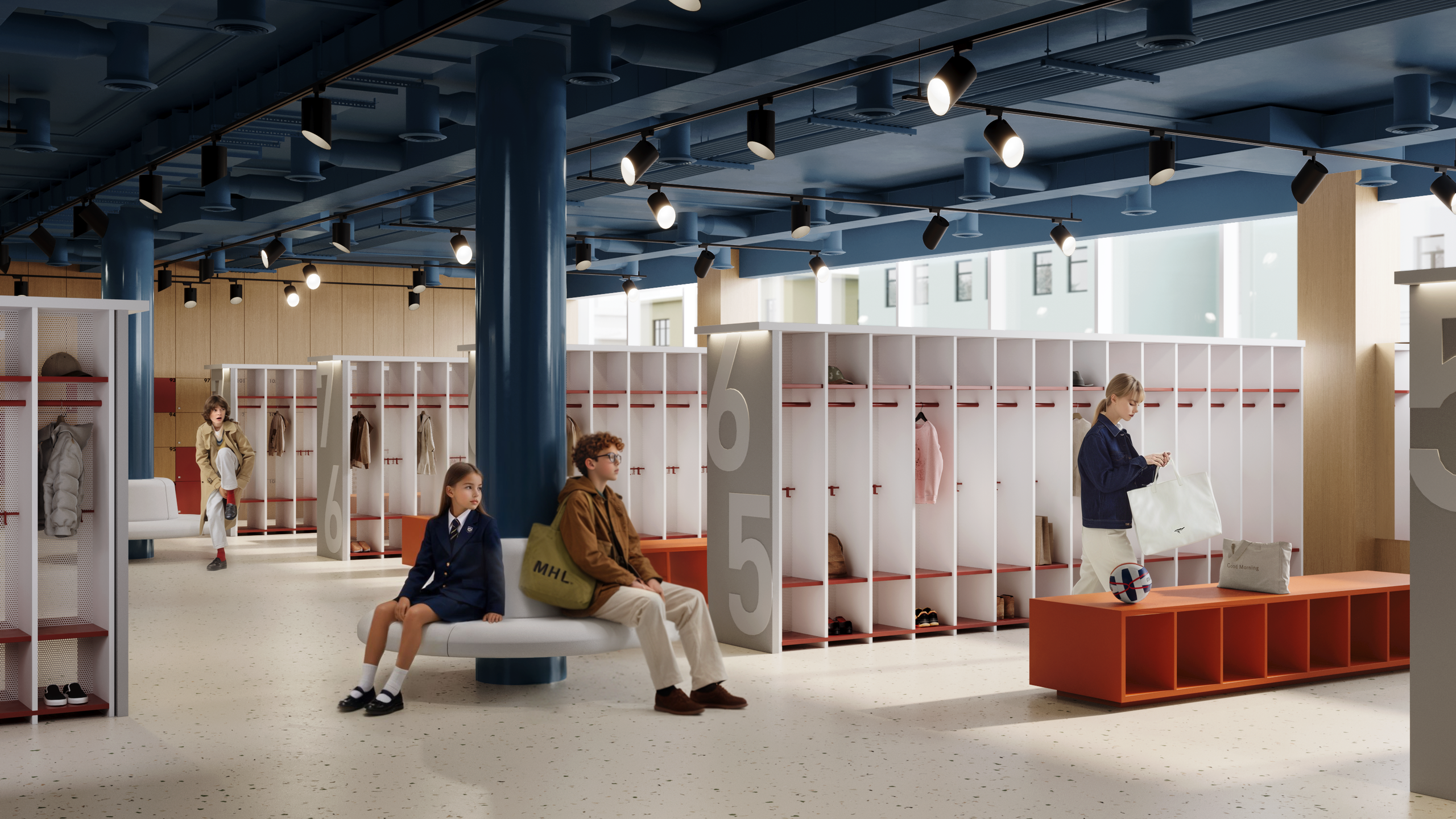 Visualizations of the school's atrium space. Cg artist Shchapov Dmitry